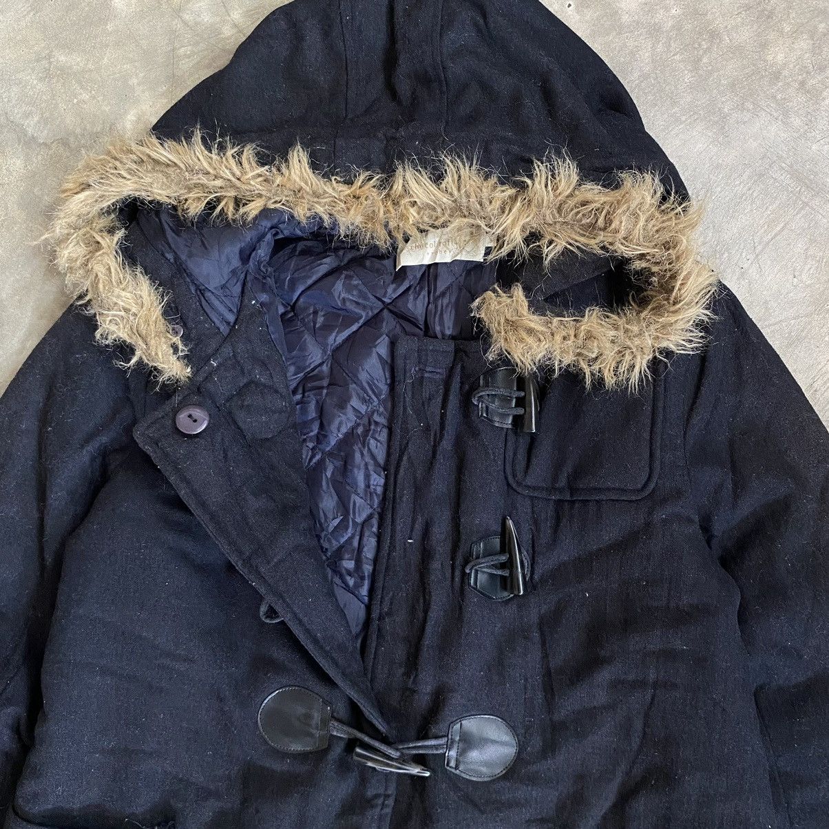 Chocol Raffine Wool Fur Hoodie Jacket