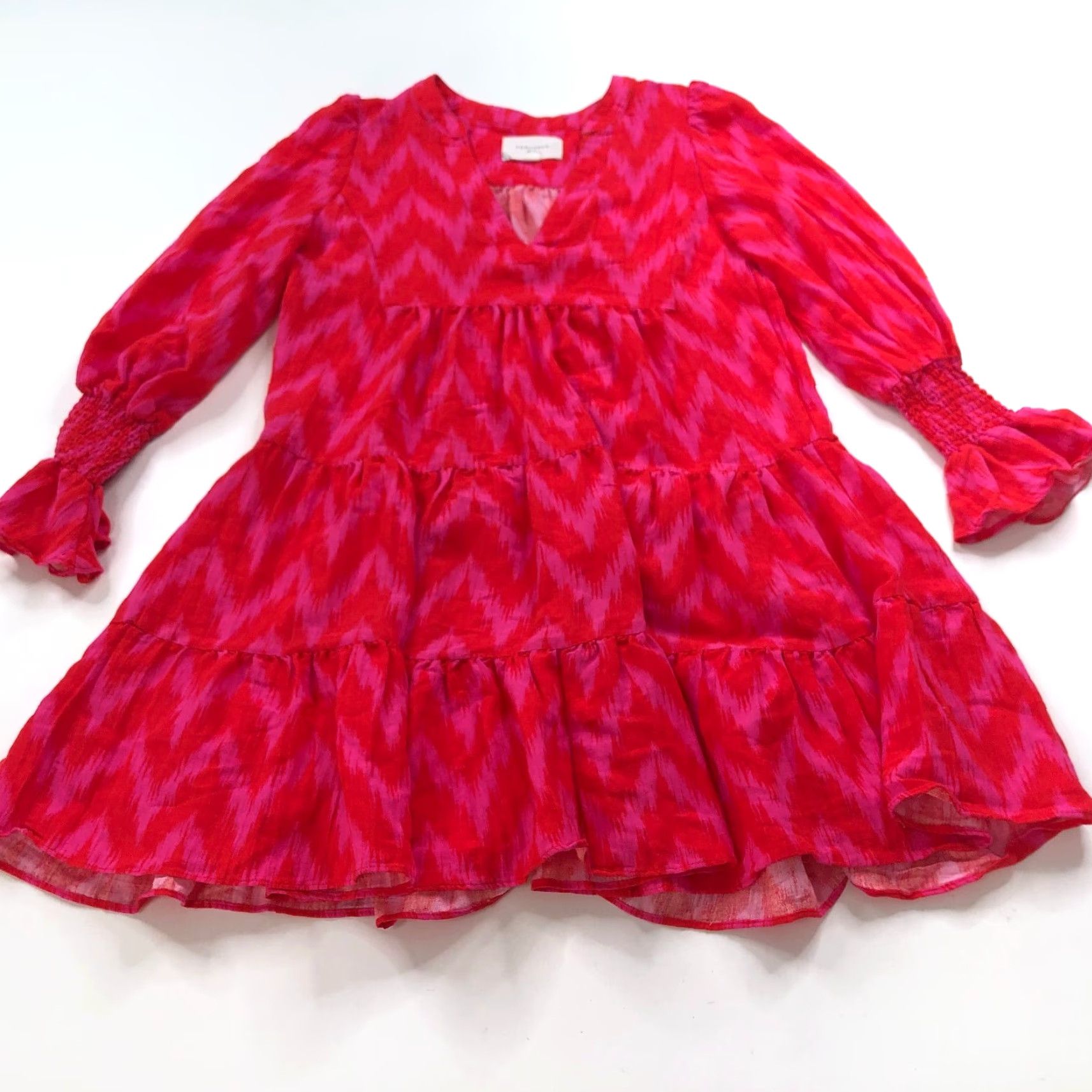 Vintage Pomander Place Mini Dress XXS Pink V-Neck Smocked Geometric Knit Sleeveless Casual Women's Short Dress Core Size XXS / US 00 / IT 34 - 2 Thumbnail
