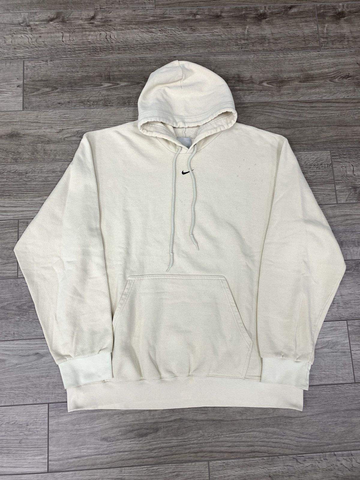 image of Vintage Y2K Nike Cream Center Swoosh Hoodie, Men's (Size XL)