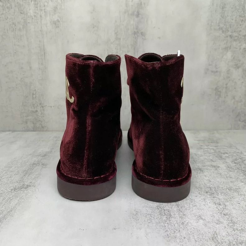 Chanel Chanel Burgundy Velvet Ankle Boots Size 36.5 -2505 Size US 6 / IT 36 - 5 Thumbnail