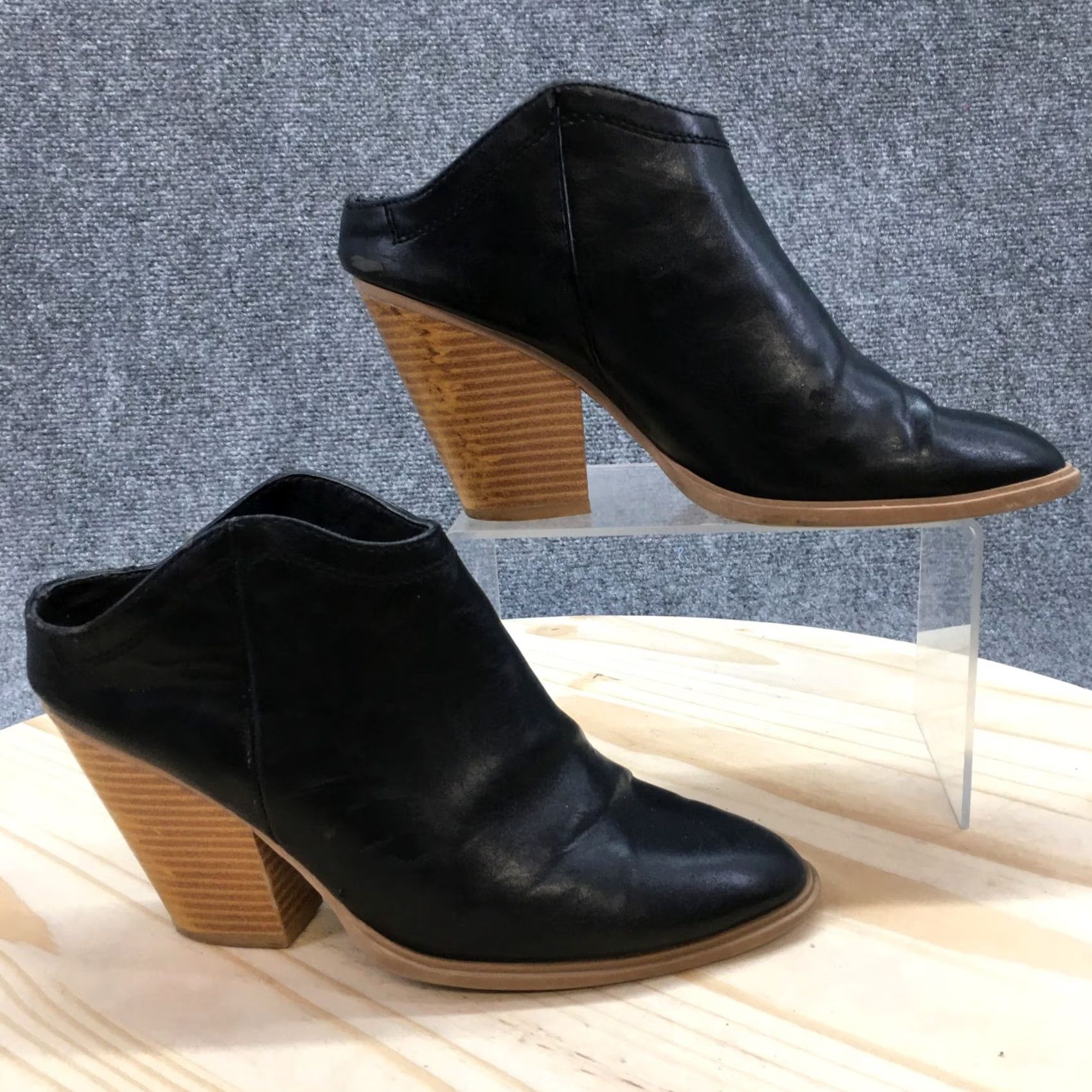 Dolce Vita Dolce Vita Sandals Womens 7.5 Mules Clogs High Heels Black Leather Slip On Women's Sandals Size US 8 / IT 38 - 2 Thumbnail