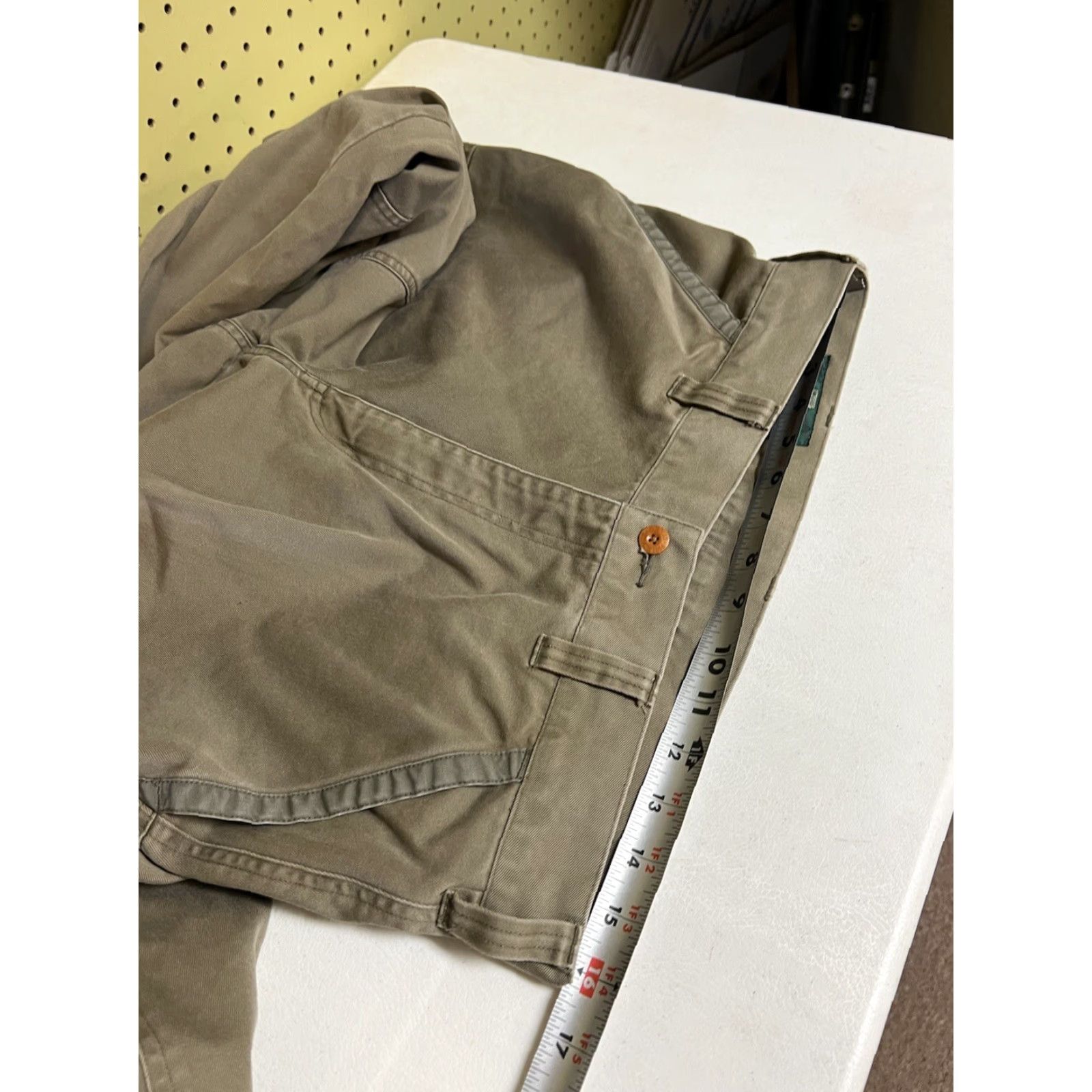 Orvis VINTAGE Orvis Chino Pants Mens 32x32 Brown Green Trim Casual Mens Size 32 Regular Straight Inseam 30 Leather Front Flat Front Size US 32 / EU 48 - 7 Thumbnail