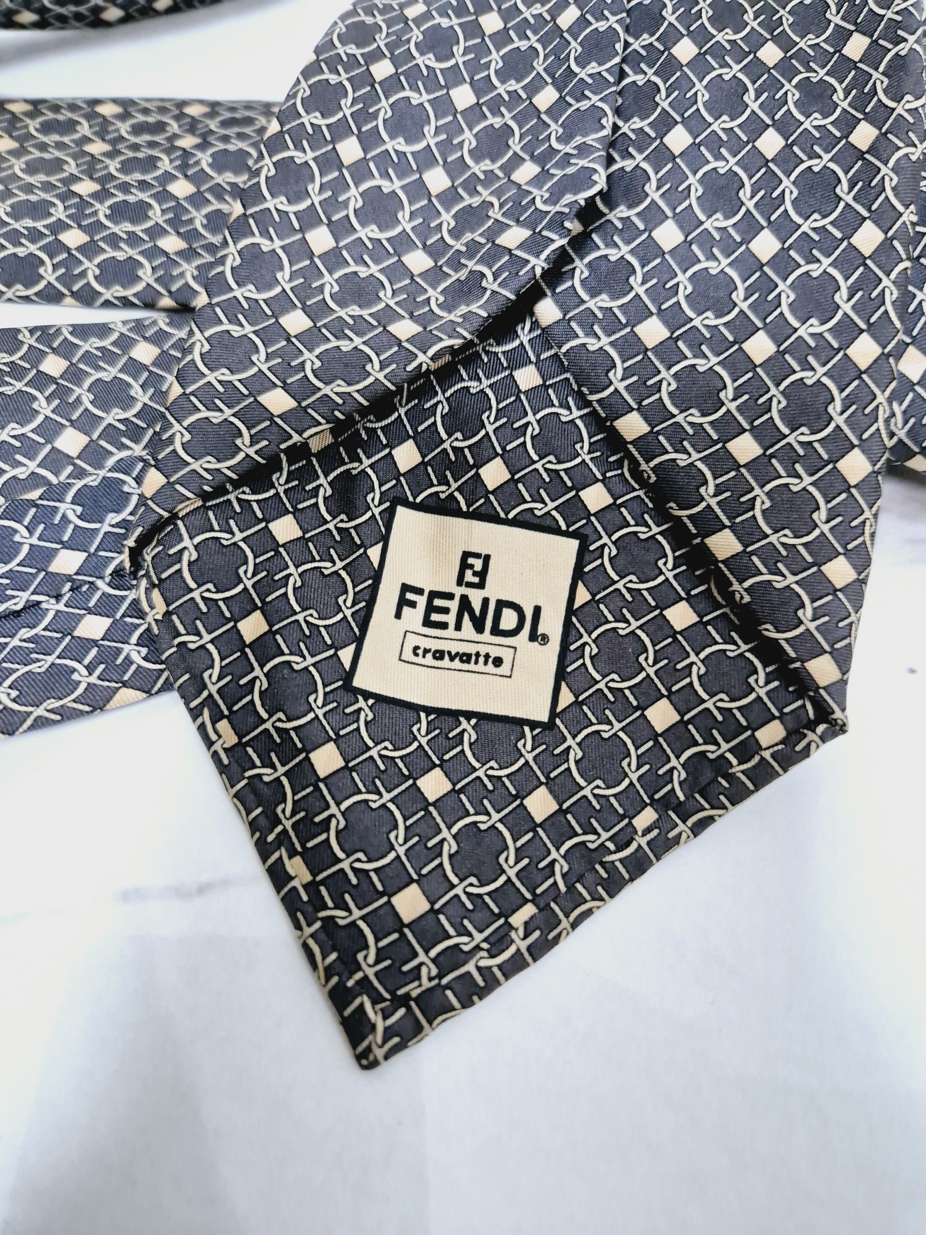 Fendi Fendi Patterned-Jackuard Silk Tie Size ONE SIZE - 3 Thumbnail