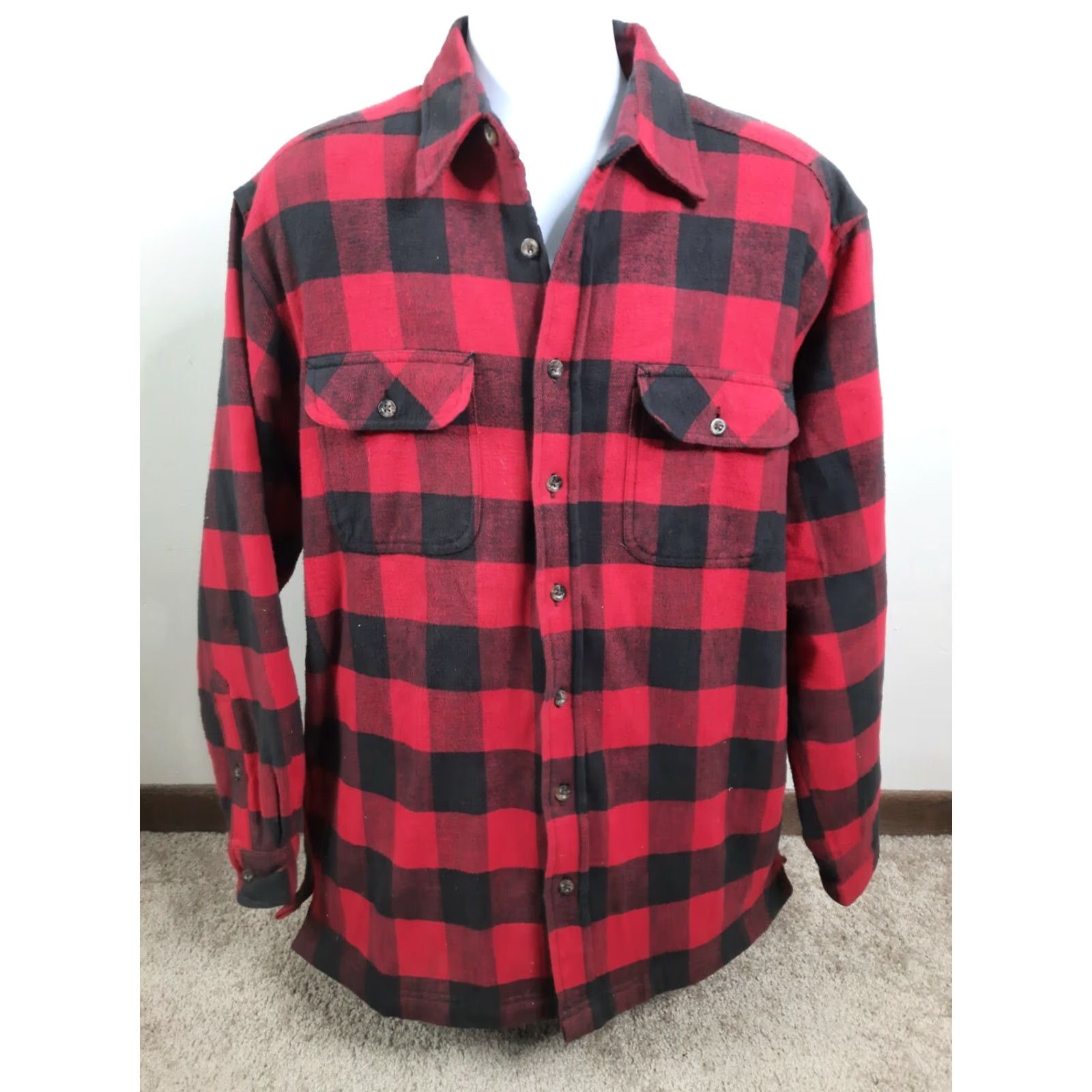 Vintage VINTAGE Hazel Creek Shirt Coat Jacket Quilted Lined Red Plaid Flannel Cotton Large LT Men Big & Tall Casual Outdoors Enduring Comfort Mens Size US L / EU 52-54 / 3 - 3 Thumbnail