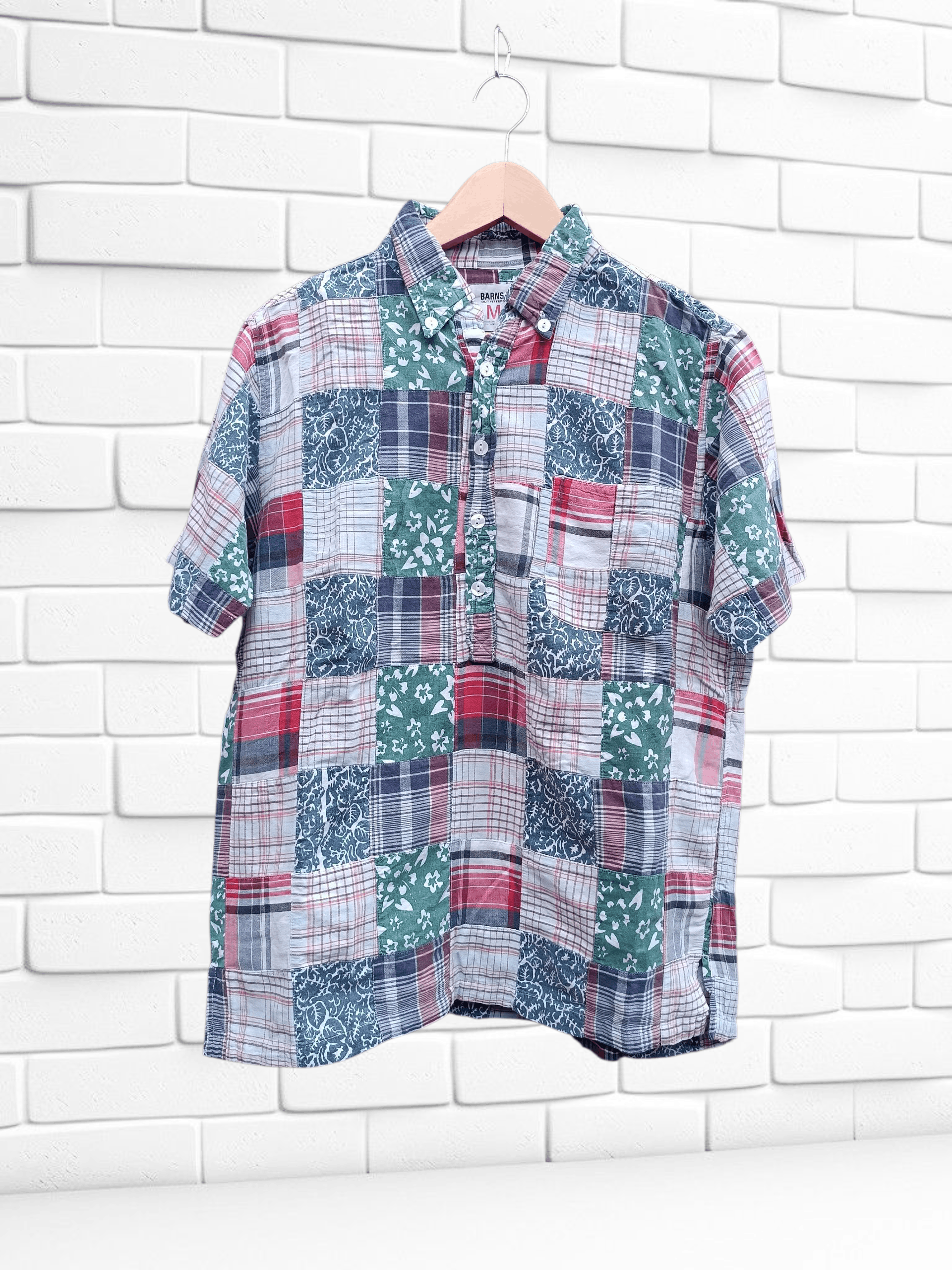Japanese Brand Vintage Shirt layer Patchwork Half Button Size US M / EU 48-50 / 2 - 1 Thumbnail