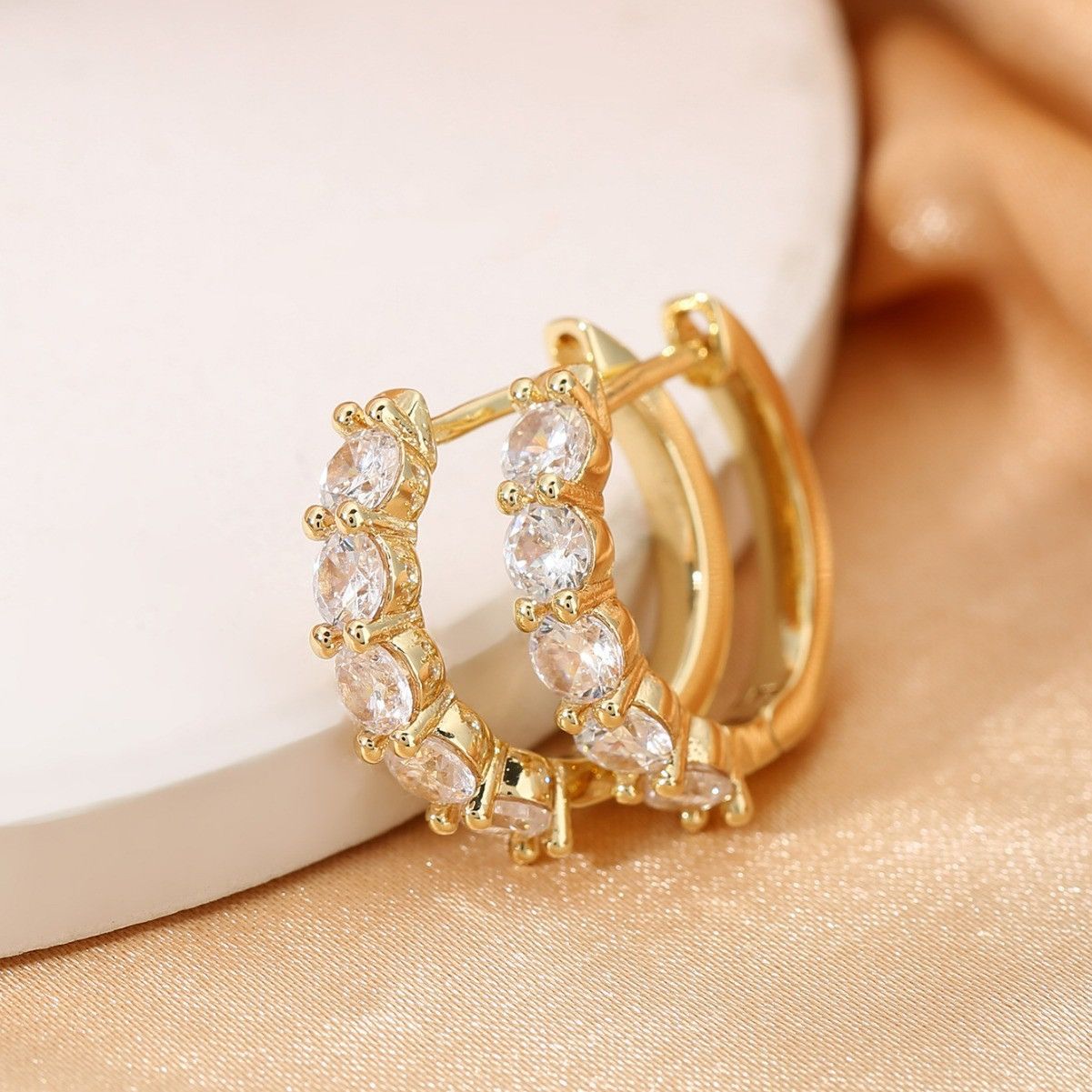 Other CZ Cubic Zirconia Gold Hoop Earrings for Women Size ONE SIZE - 3 Thumbnail