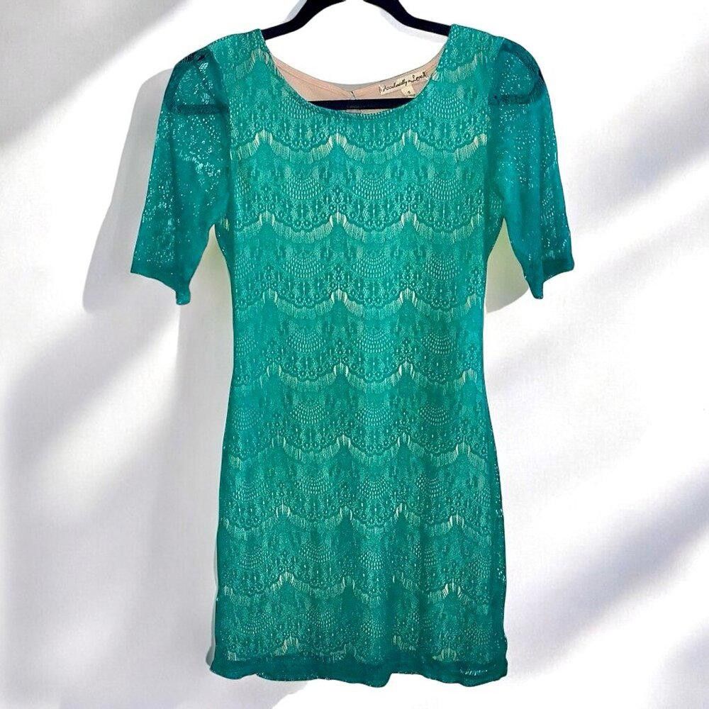 Designer Accidentally in Love Teal Lace Dress - Size S Size S / US 4 / IT 40 - 1 Thumbnail