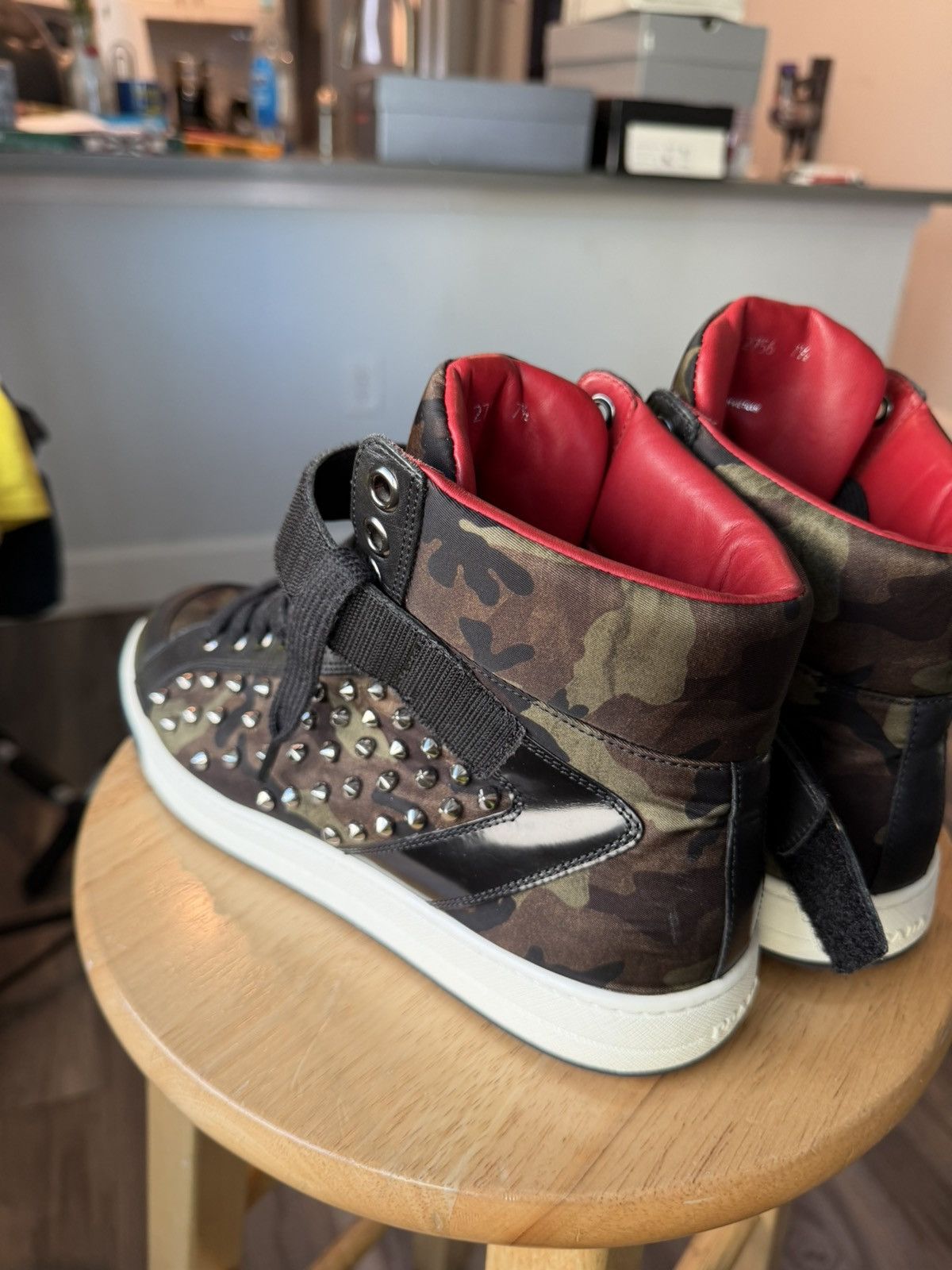 Prada Prada Sport Camo Leather Camo studded lace up high top Size US 8.5 / EU 41-42 - 4 Thumbnail