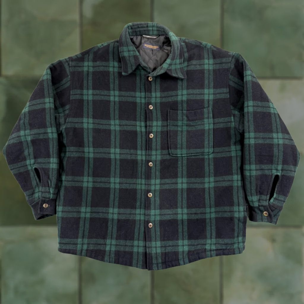 Brooks Brothers Vintage Brooks Brothers Shacket Mens L Flannel Button Quilted Wool Black Watch Size ONE SIZE - 1 Thumbnail