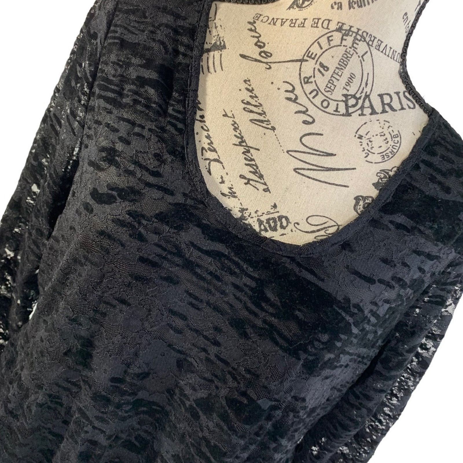 American Rag American Rag Women 's XL Top Black Retro Lace 3/4 Sleeve Size XL / US 12-14 / IT 48-50 - 4 Thumbnail