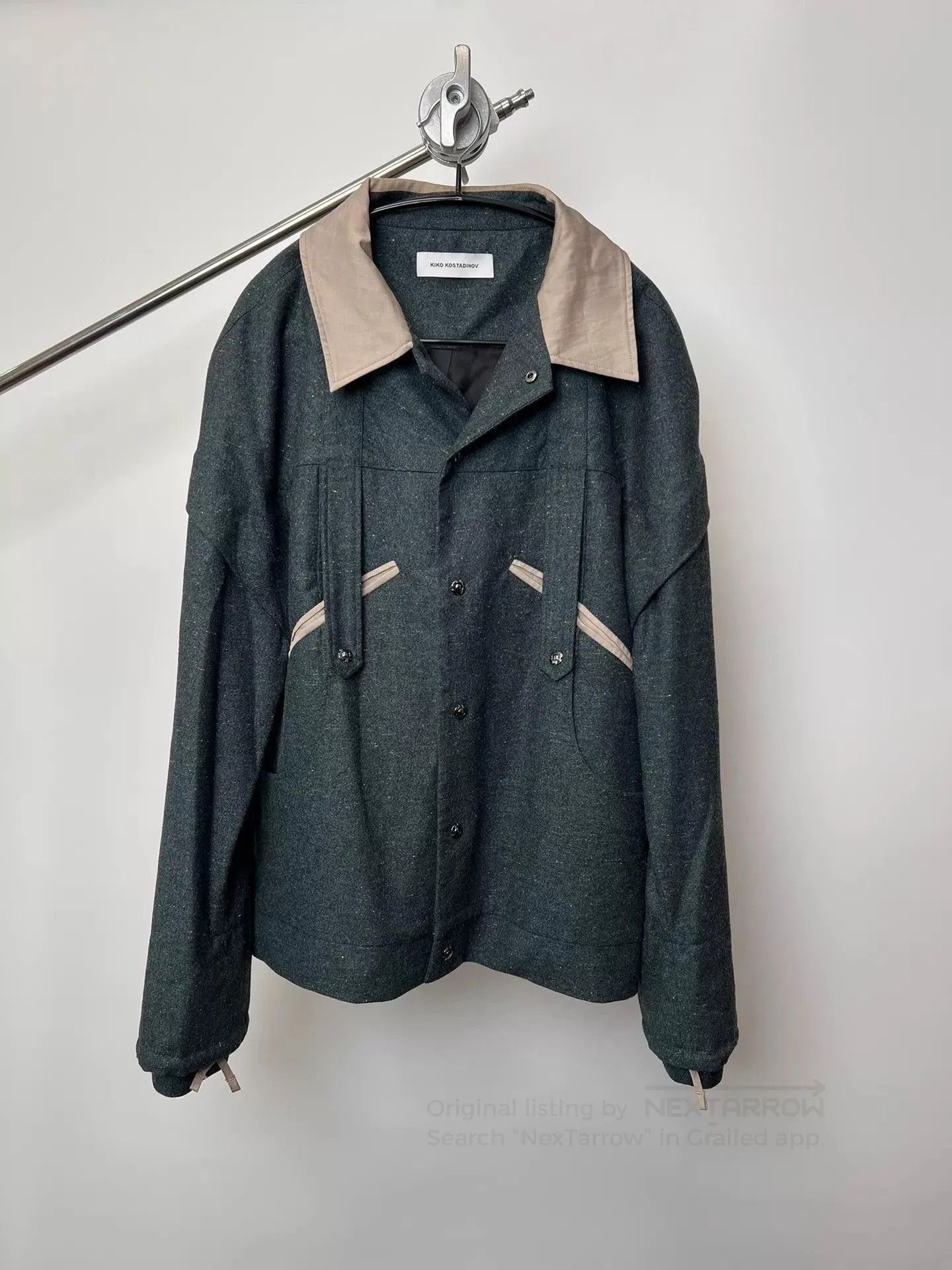 Kiko Kostadinov Blue Button-Front Jacket with Contrast Collar. Size US S / EU 44-46 / 1 - 1 Thumbnail