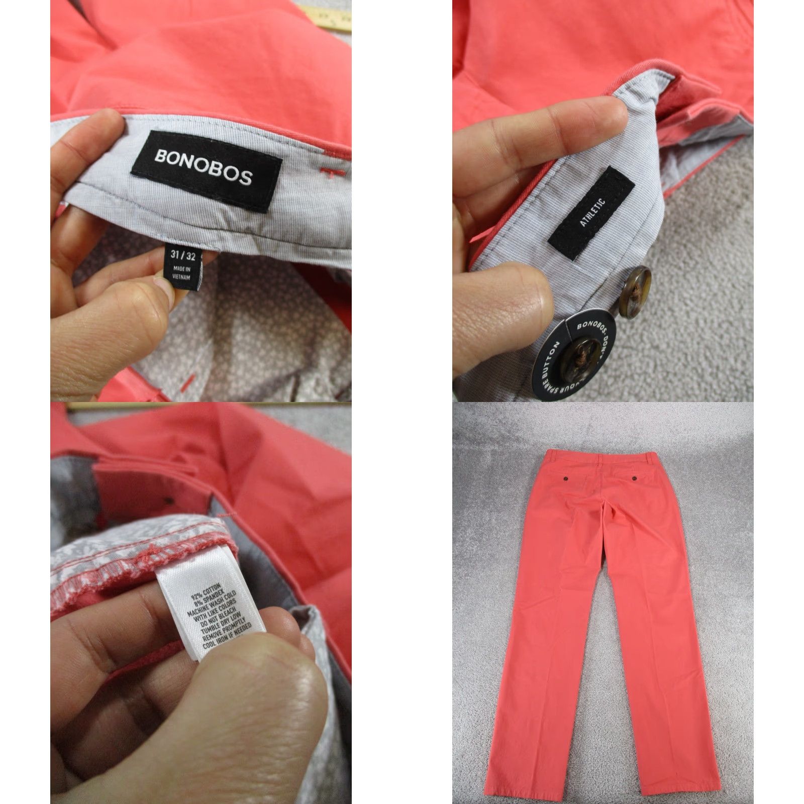 Bonobos Bonobos Pants Mens 31 Athletic Chino Red 31x32 Twill Flat Front Zip City College Preppy Mens Size US 31 - 8 Thumbnail