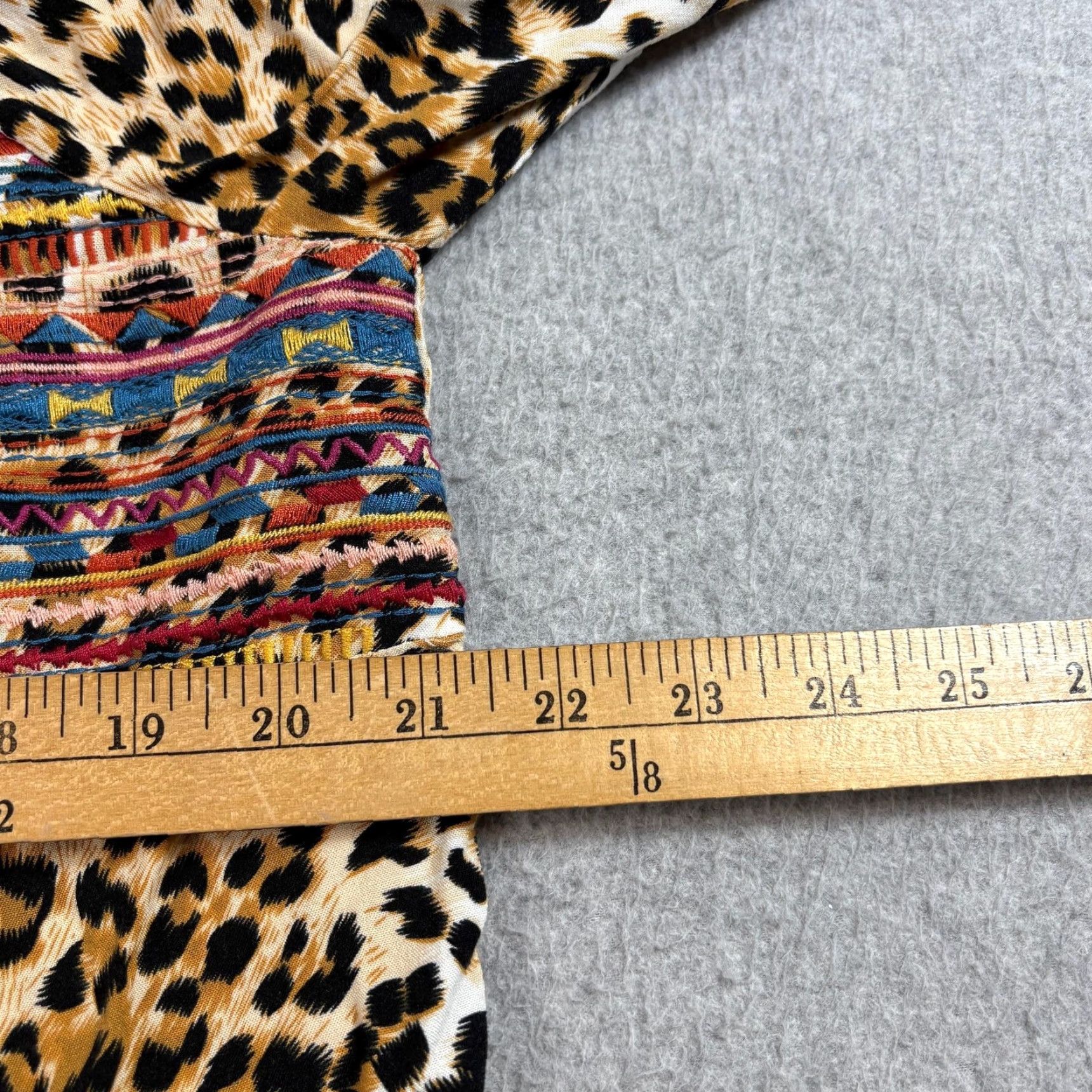 Vintage Savanna Jane Shirt Womens Large Leopard Print Embroidered Boho Peasant Blouse Size L / US 10 / IT 46 - 5 Thumbnail