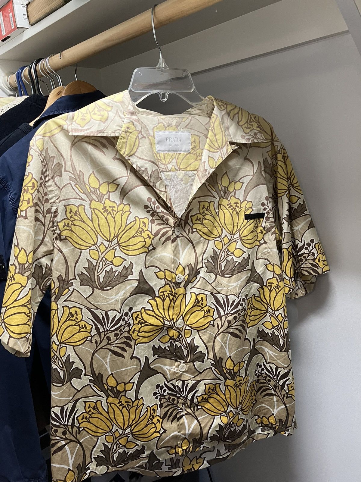 image of Prada Flower Shirt in Yellow, Men's (Size Medium)
