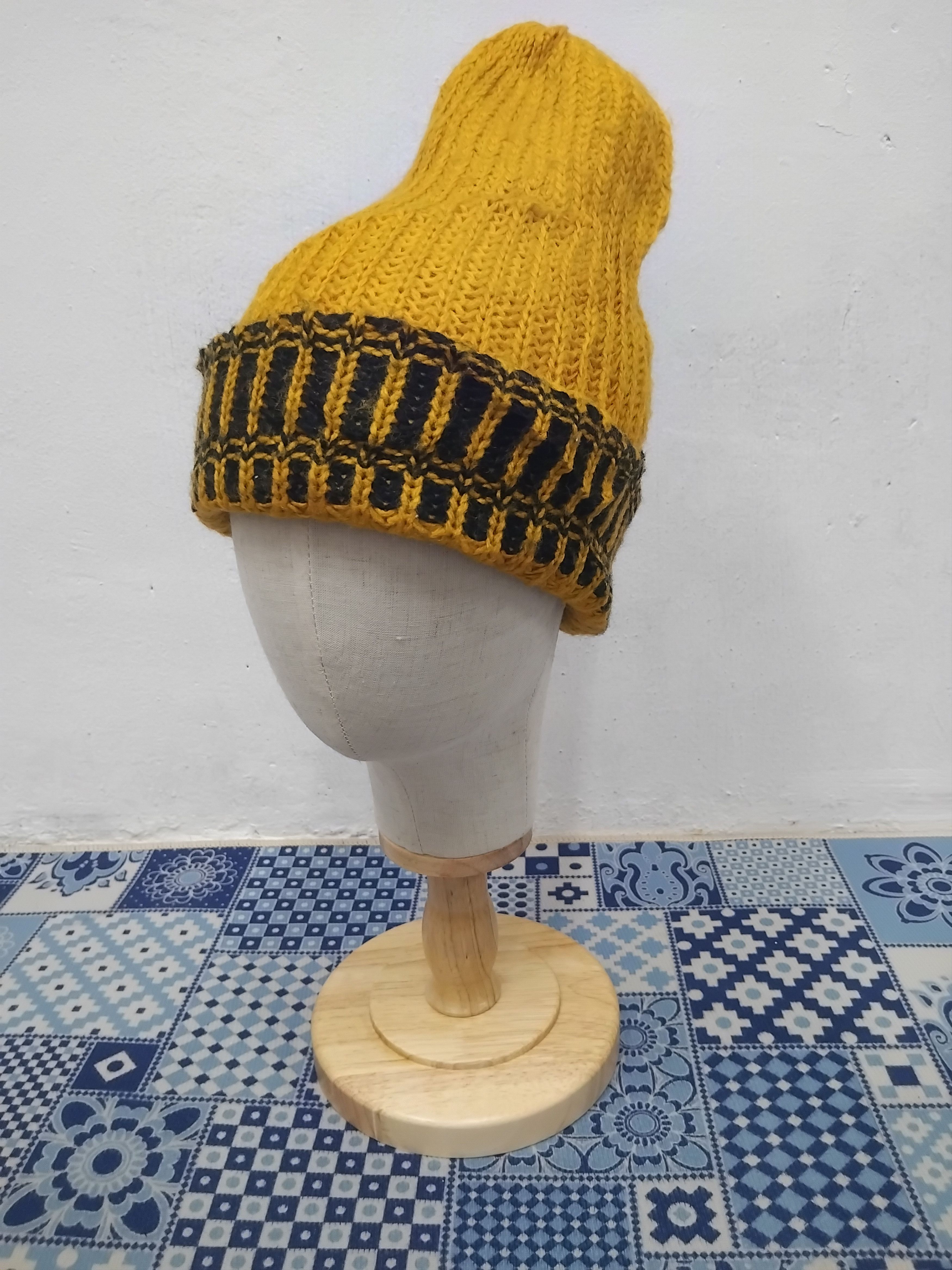 Japanese Brand Acrylic fibre yellow beanie Size ONE SIZE - 5 Thumbnail