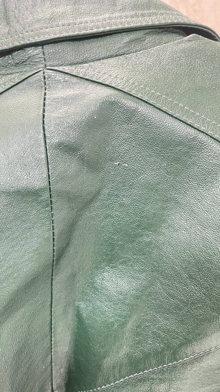 American Apparel × Vintage Vintage Green Leather Bomber Jacket Size US M / EU 48-50 / 2 - 7 Thumbnail