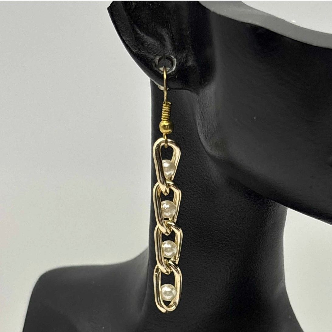 Other Gold Pearl Chain Earrings Size ONE SIZE - 1 Thumbnail