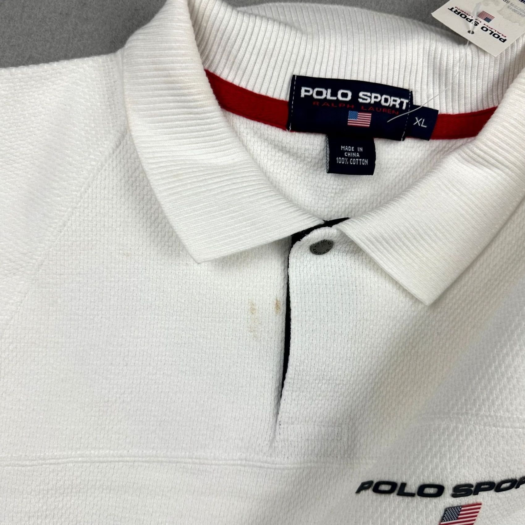 Vintage VINTAGE Polo Sport Shirt Men XL White Blue Rugby Polo Pique Y2K 2000s Size US XL / EU 56 / 4 - 6 Thumbnail