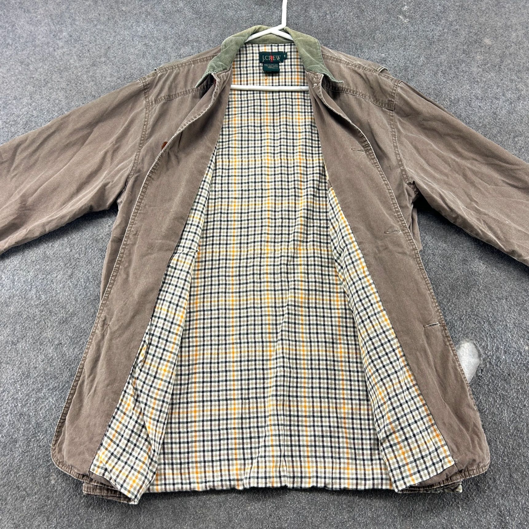 J.Crew VINTAGE J.CREW Coat Jacket Mens Small Brown Chore Barn Canvas Lined Parka 90s Workwear Winter Fall Spring Canvas Cotton Mid-Length Button Size US S / EU 44-46 / 1 - 5 Thumbnail