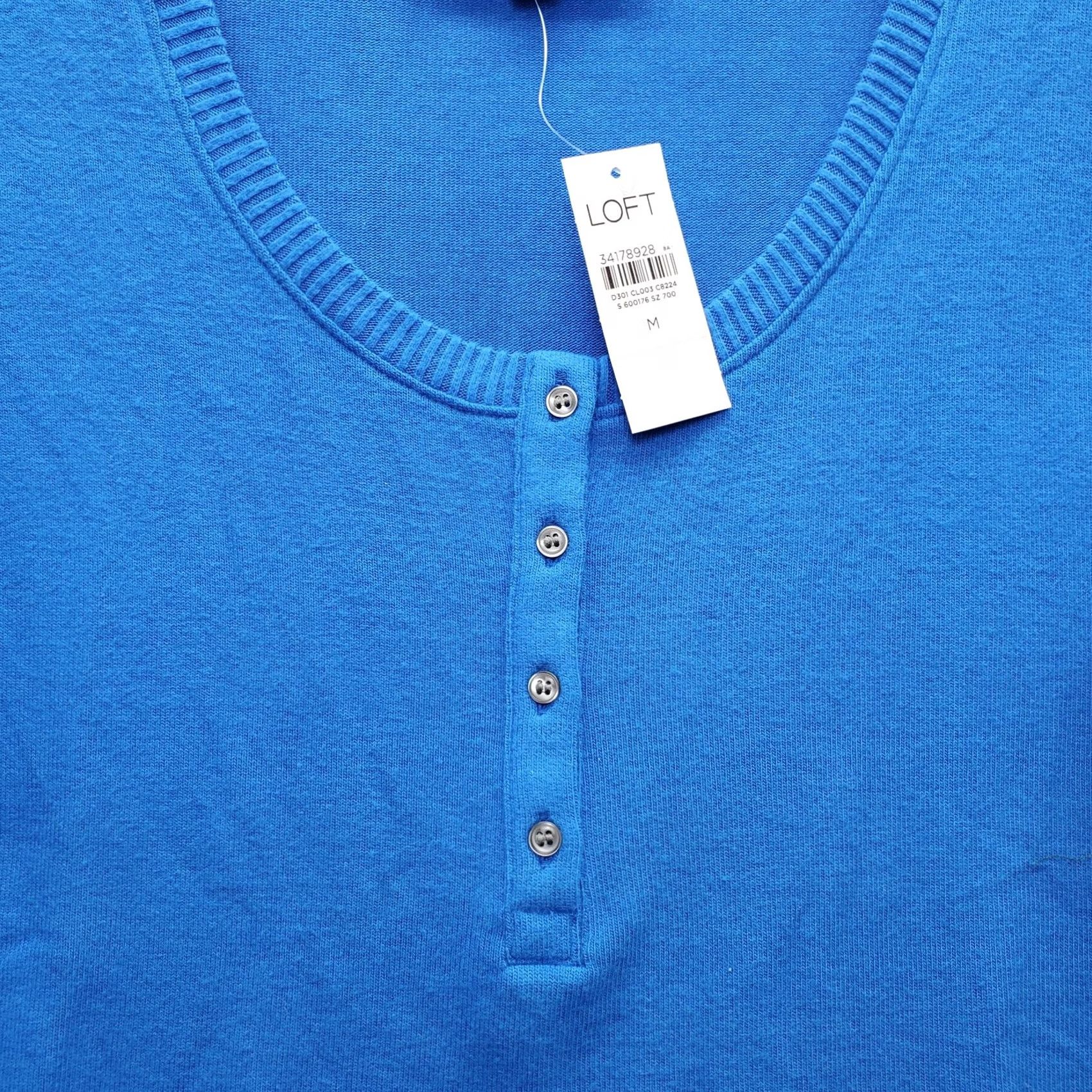 Loft LOFT Knit Henley Shirt Women Size M Blue Casual Long Sleeve Stretch Button Front Size M / US 6-8 / IT 42-44 - 6 Thumbnail
