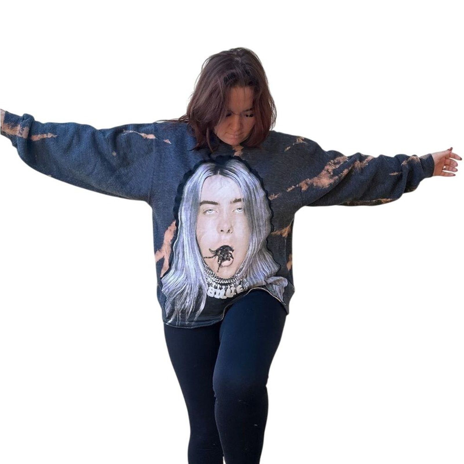 Other Billie Eilish Upcycled Bleach Dyed Crewneck Sweatshirt OOAK Size US L / EU 52-54 / 3 - 1 Thumbnail