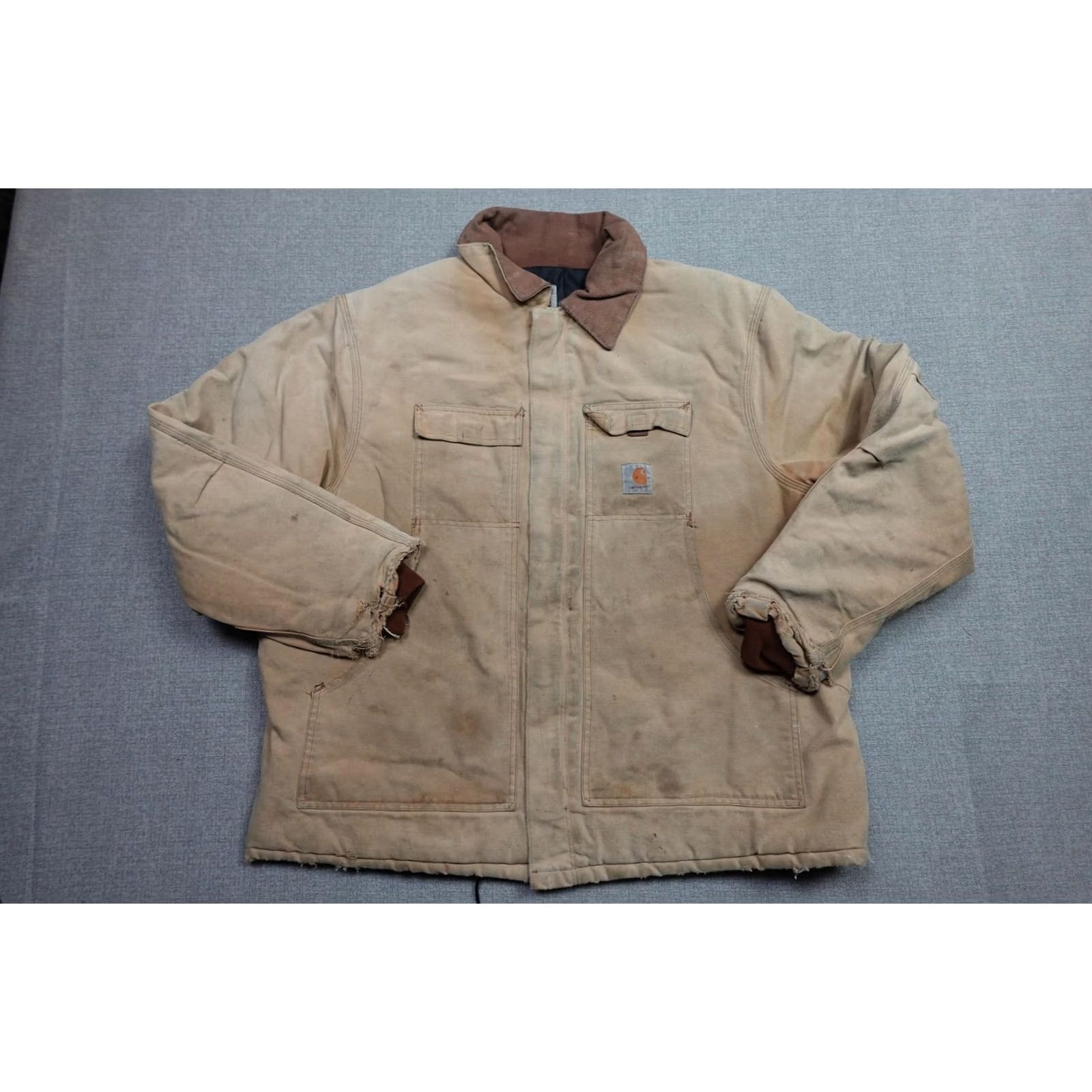 Carhartt VINTAGE Carhartt Jacket Coat Parka Men XL Beige Duck Canvas Workwear Distressed Faded Parka Size US XL / EU 56 / 4 - 4 Thumbnail