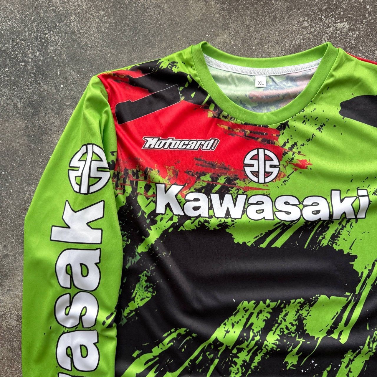 Japanese Brand Kawasaki Moto F1 Biker Racing Jersey Size US XL / EU 56 / 4 - 2 Thumbnail