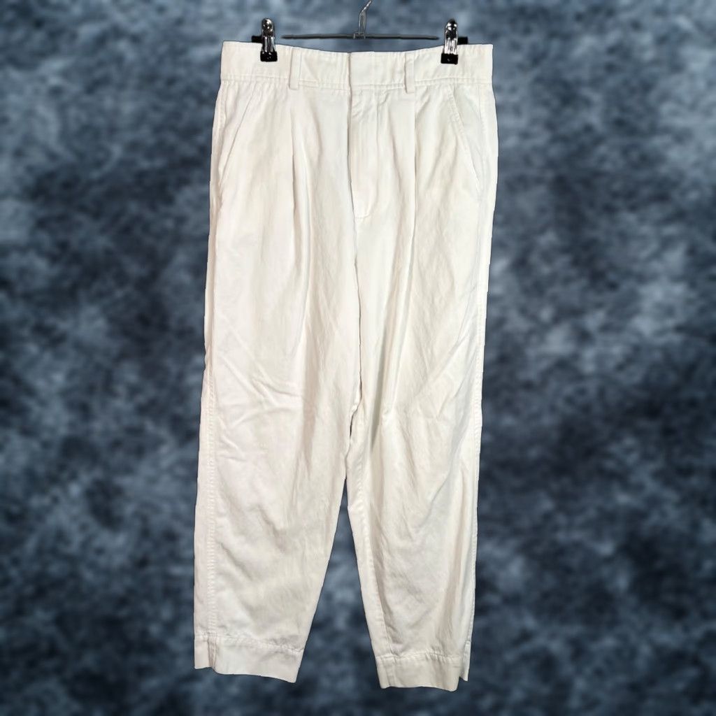 Everlane Everlane White Pleated TENCEL Cotton Blend Pants Womens Size 6 High Rise Inseam 26 Ankle Tapered Size 28" / US 6 / IT 42 - 1 Thumbnail