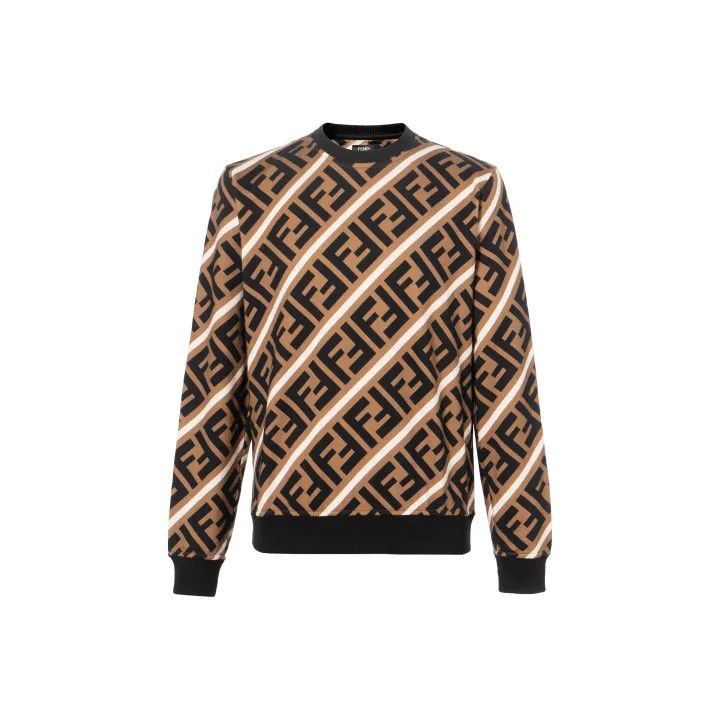Fendi Fendi Brown Logo Print Long Sleeve Sweatshirt -2507 Size US L / EU 52-54 / 3 - 1 Thumbnail