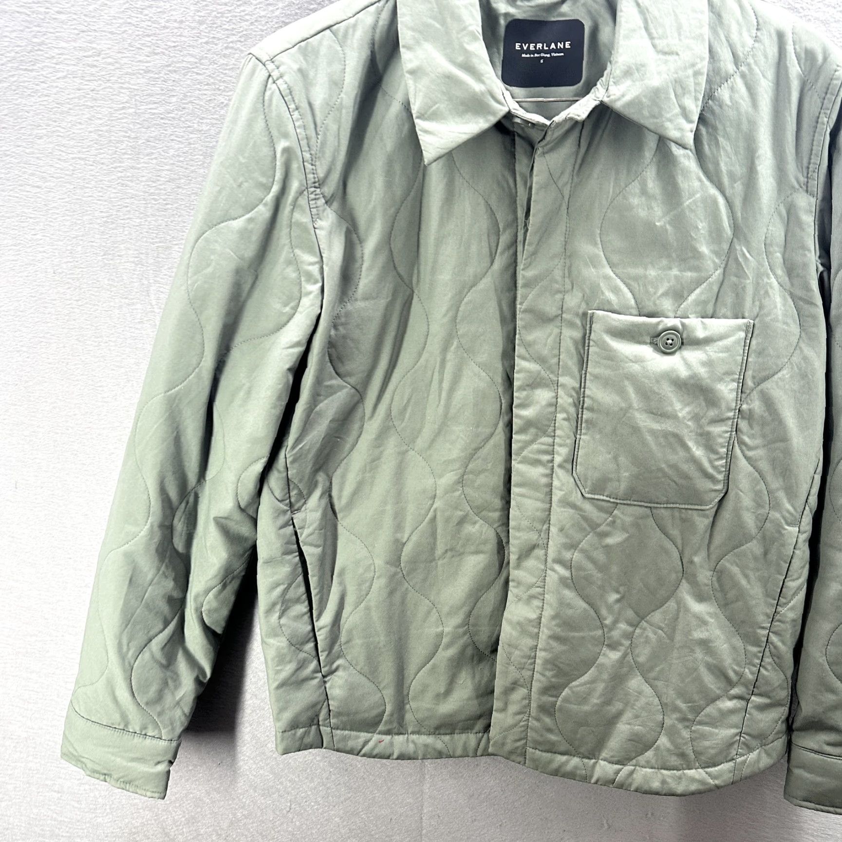 Everlane Everlane Mens Small Green Quilted Jacket Cotton Utility Casual Front Button Size US S / EU 44-46 / 1 - 3 Thumbnail