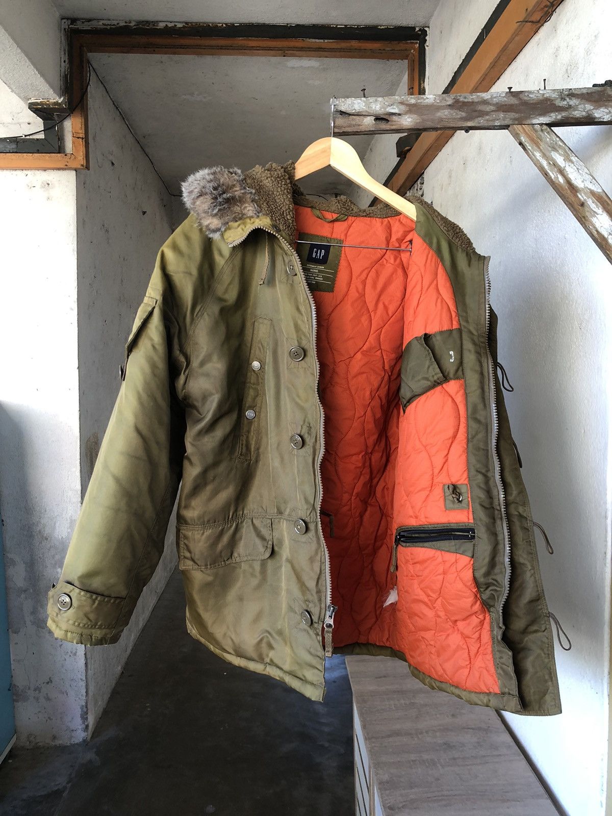 Gap Vintage Gap Snorkel Military Distressed Parka Jacket Size US L / EU 52-54 / 3 - 5 Thumbnail