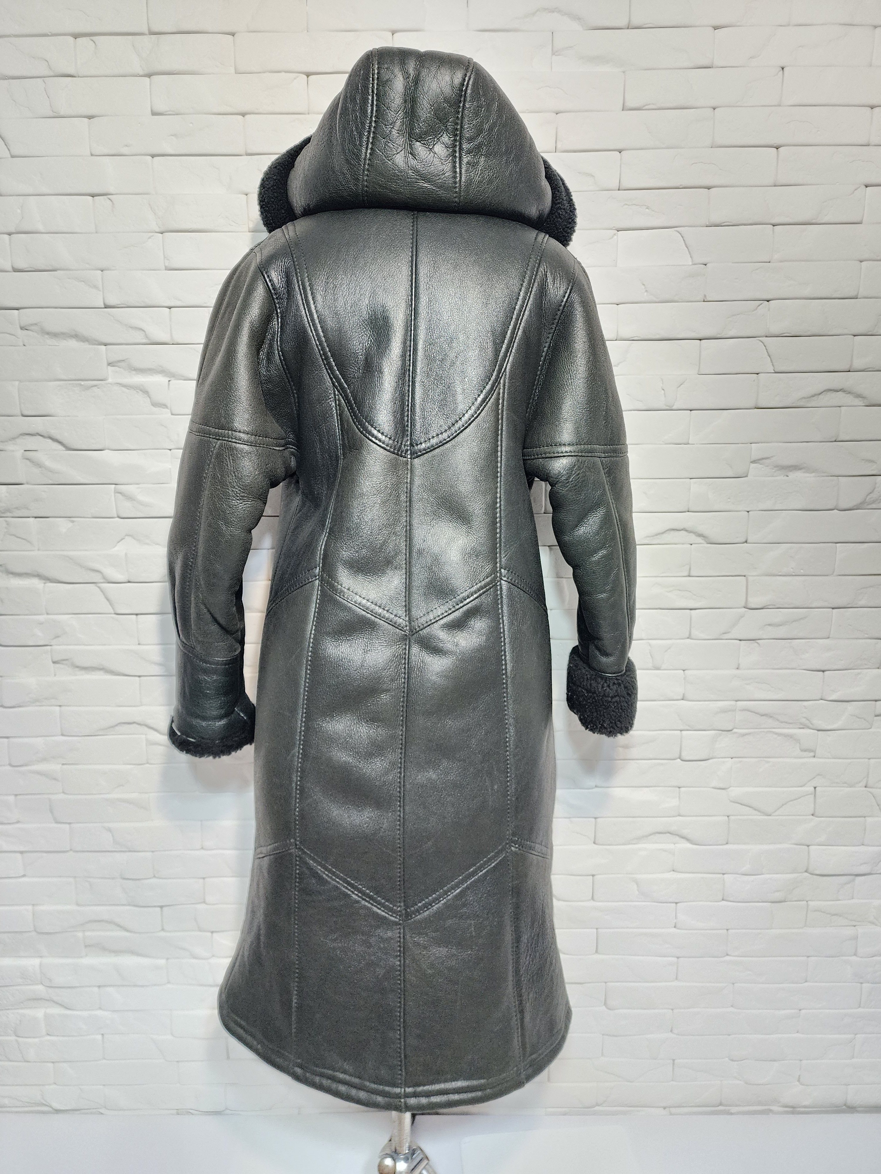 Genuine Leather Hooded Coat Genuine Fur, Women's Warm Winter Outerwear Size M / US 6-8 / IT 42-44 - 3 Thumbnail