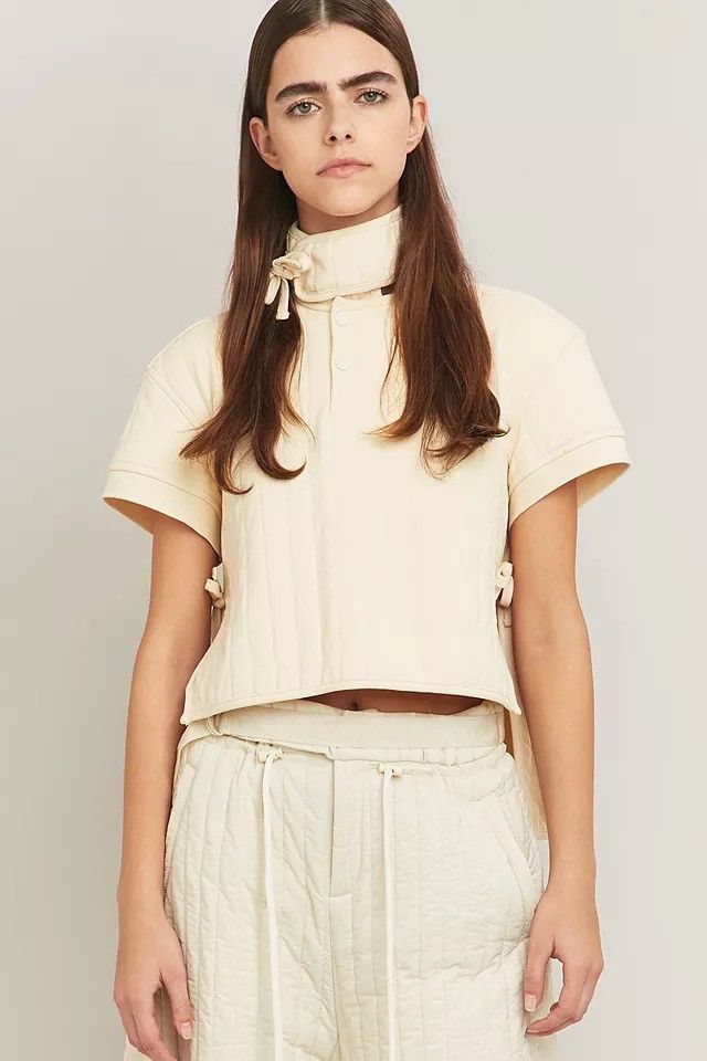 Craig Green Craig Green X Björn Borg Womens Cream Quilted Polo Shirt Size S / US 4 / IT 40 - 3 Thumbnail