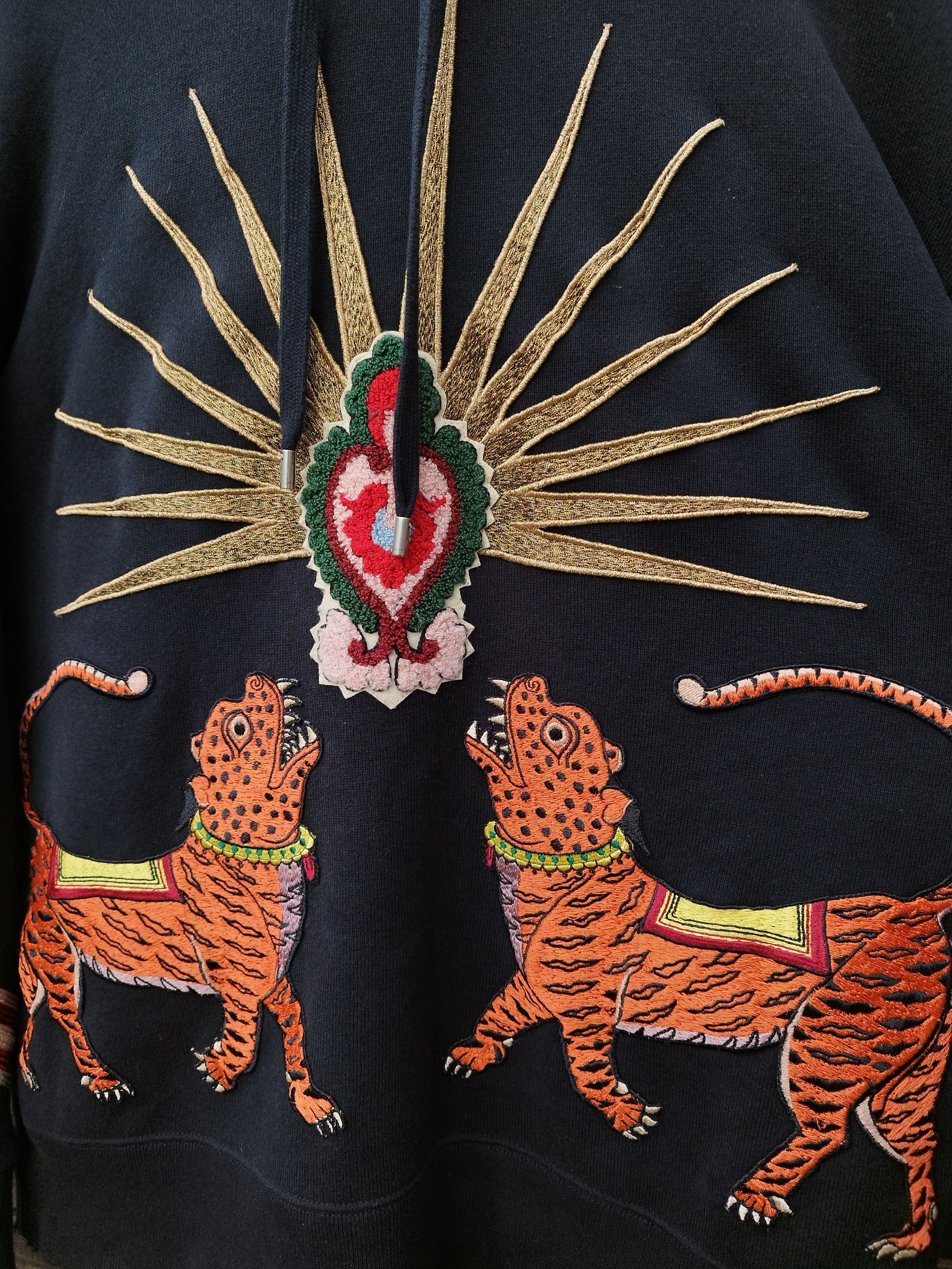 Gucci Gucci "Sacred Heart" Tiger Embroidery Black Hoodie - Unisex Size US XS / EU 42 / 0 - 5 Thumbnail