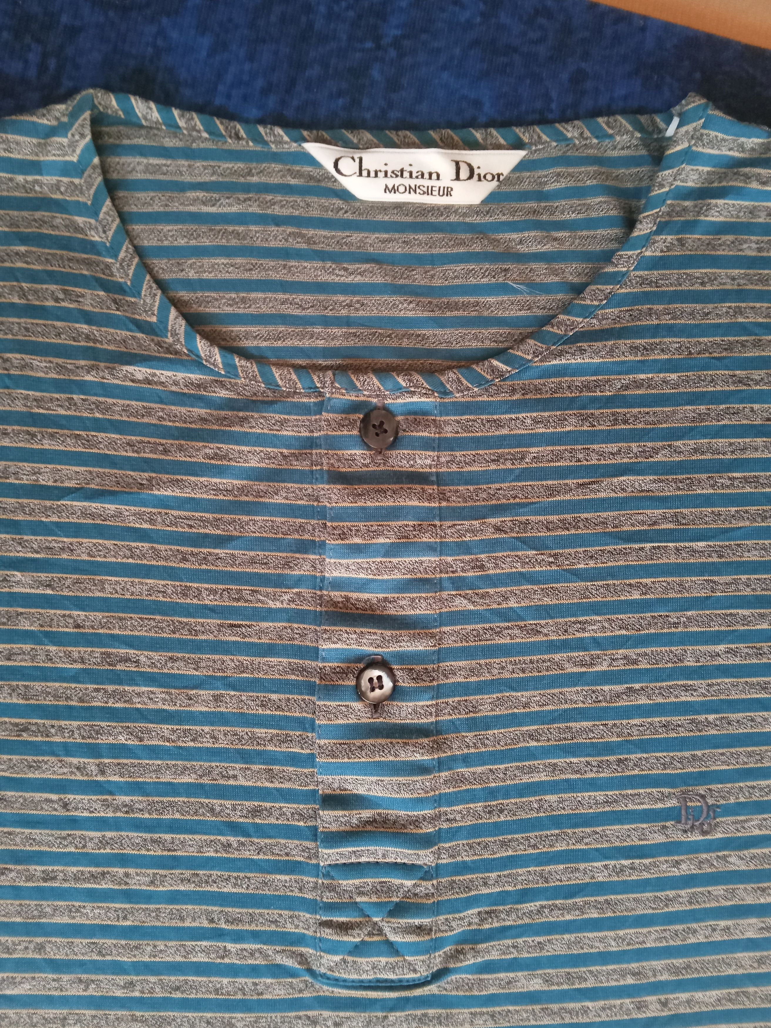 Christian Dior Monsieur Christian Dior Monsieur Vintage Henley Neck Stripes Tee Size US L / EU 52-54 / 3 - 1 Thumbnail