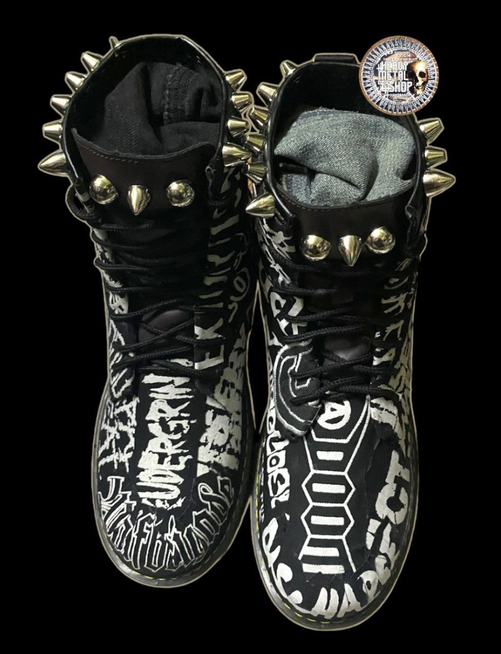 Designer × Other Custom Made Metal Punk Grindcore Boots Size US 8 / EU 41 - 2 Thumbnail