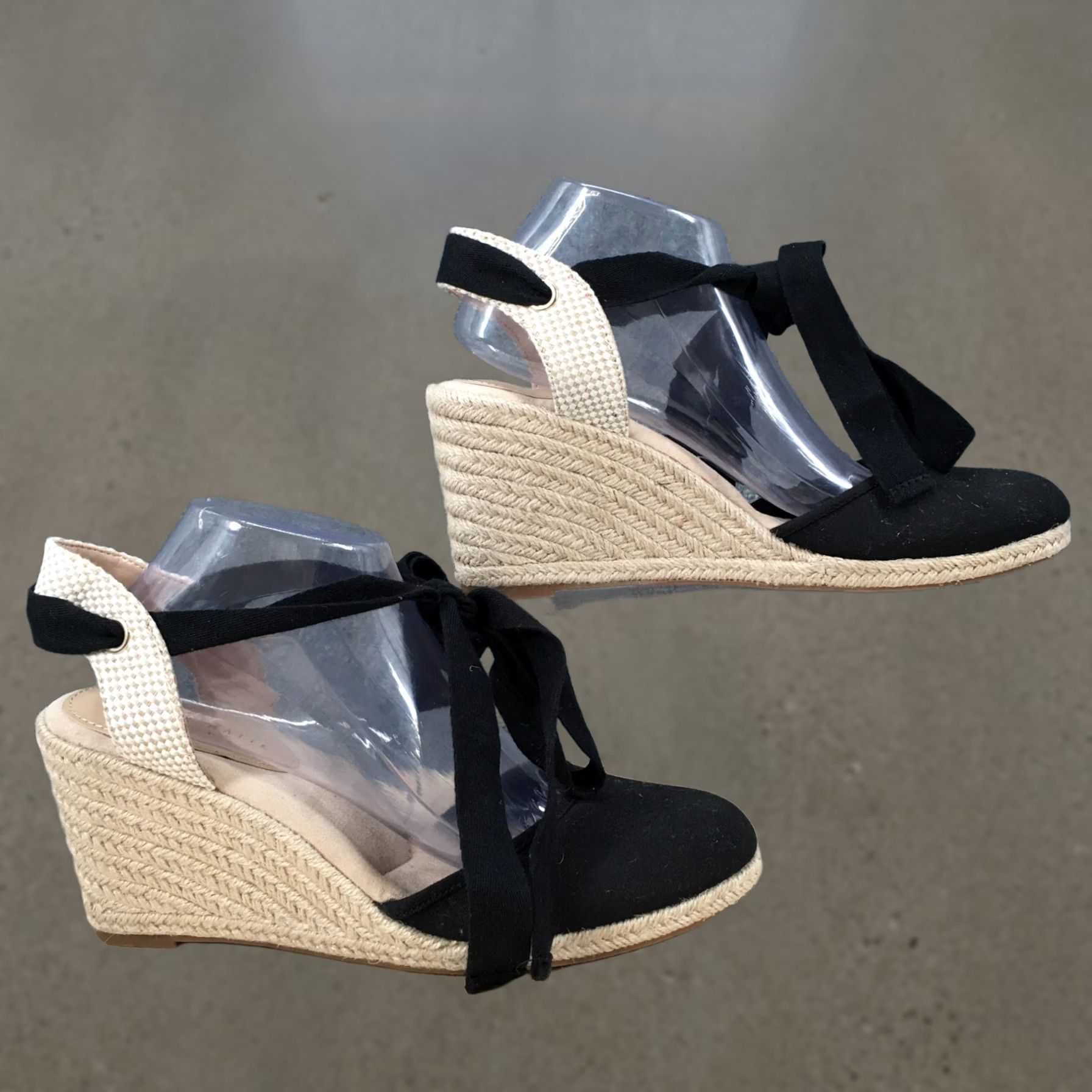 Vintage Kelly & Katie Womens 11 M Espadrille Wedge Heels Platform Sandals Black Size US 11 / IT 41 - 1 Thumbnail