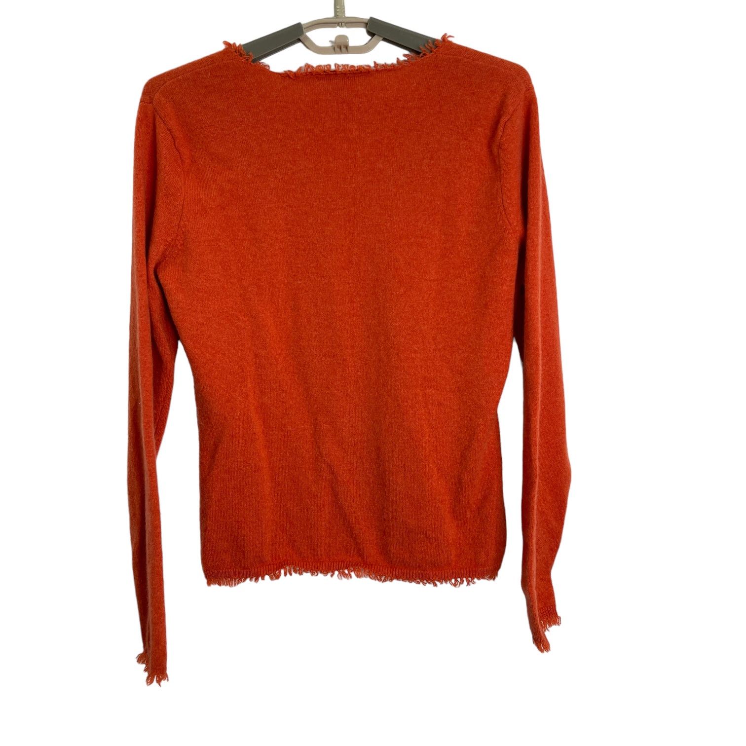 Other Peck & Peck 100% Cashmere V Neck Sweater Orange Fringe M/S Size S / US 4 / IT 40 - 5 Thumbnail