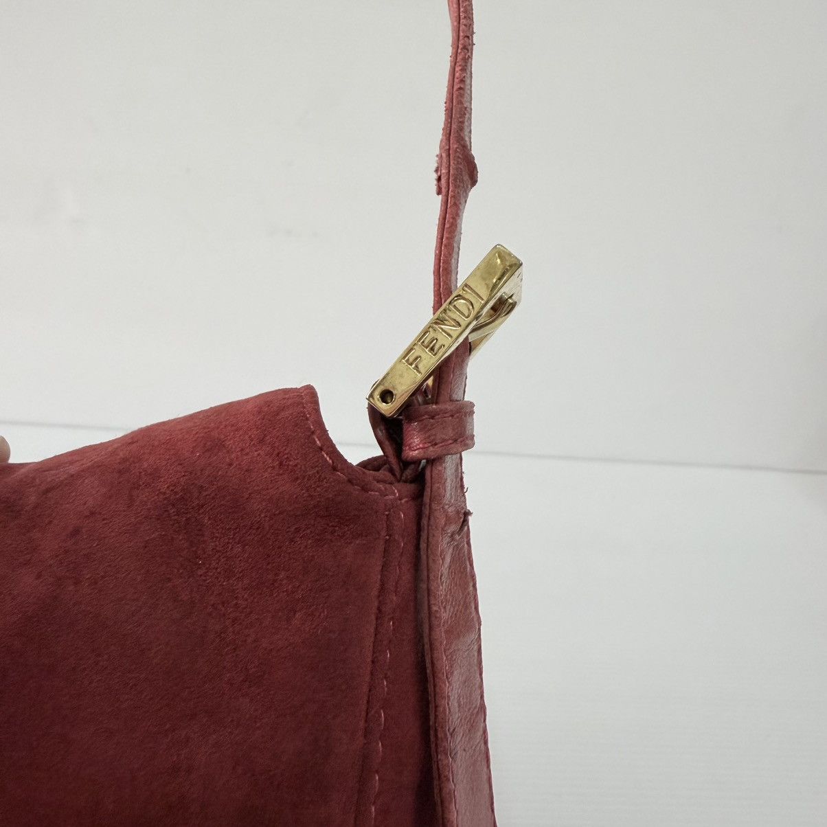 Fendi Fendi Baguette Red Suede Leather Shoulder Bag Size ONE SIZE - 7 Thumbnail