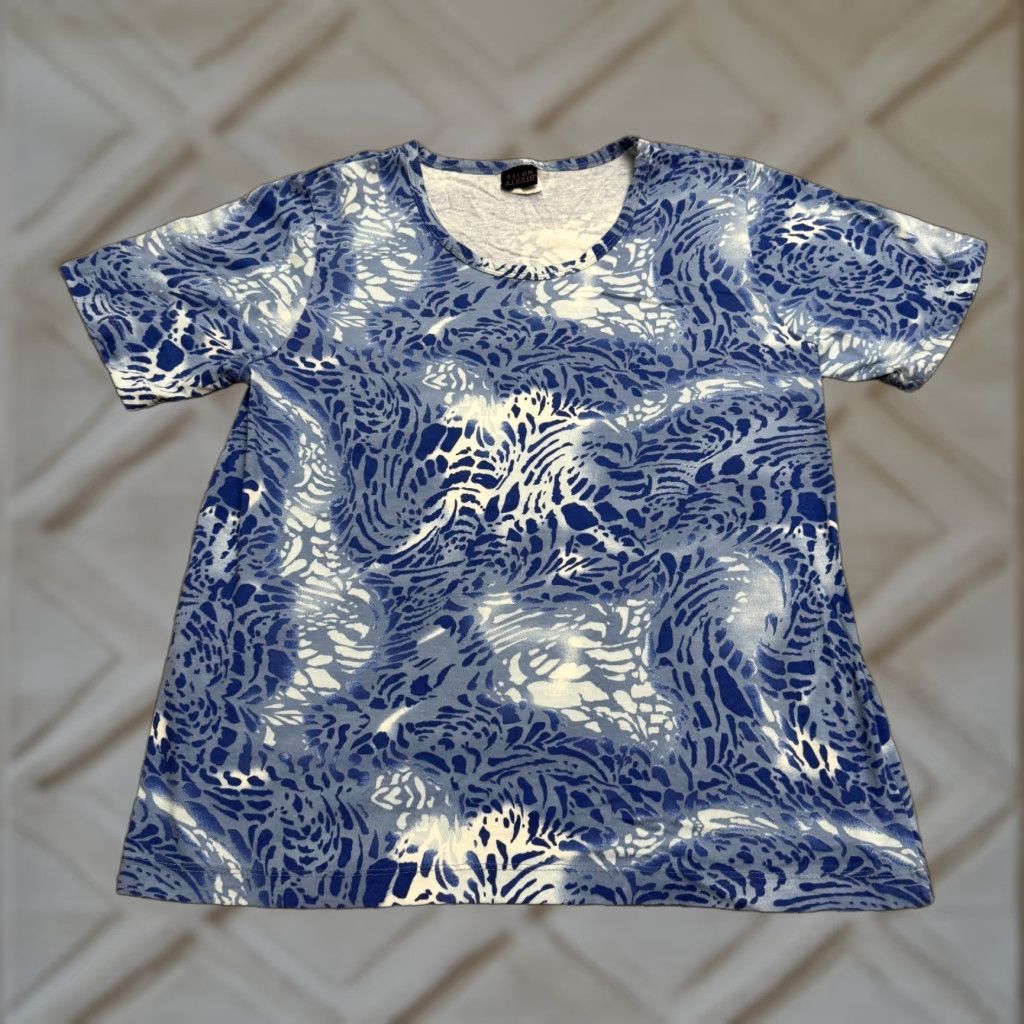 Vintage Salon Studio T-Shirt Womens Blue Animal Print Crew Neck Short Sleeve Regular Fit L Size L / US 10 / IT 46 - 1 Thumbnail