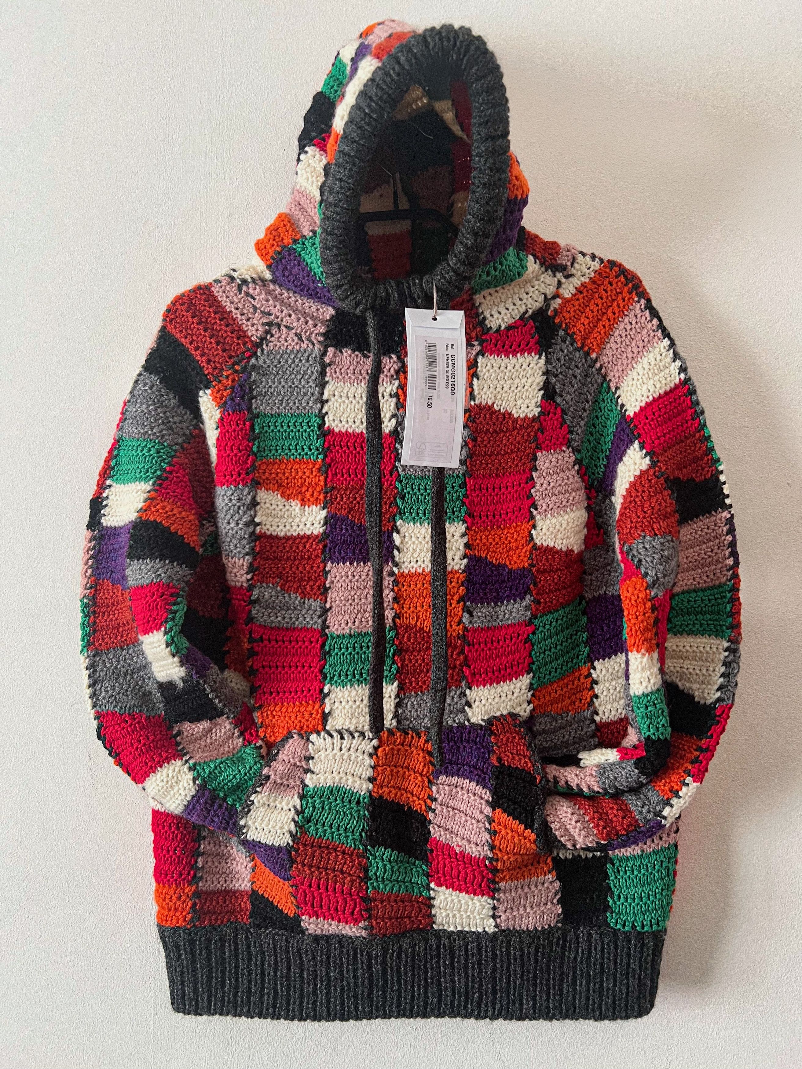 Marni Handmade Crochet Wool Block Patchwork Hoodie Size US M / EU 48-50 / 2 - 2 Thumbnail