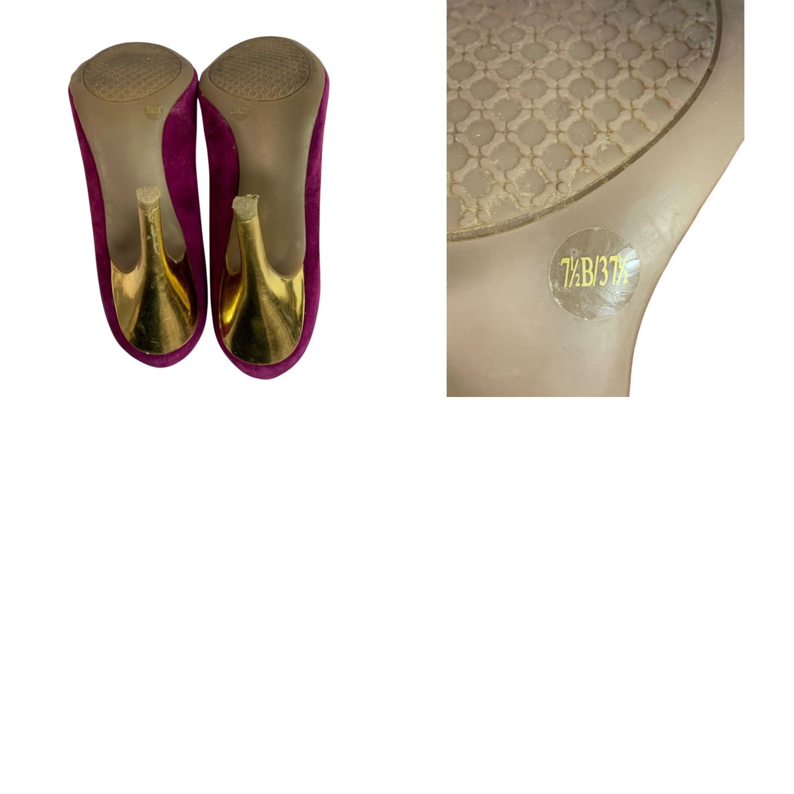 Jessica Simpson Jessica Simpson Womens Oscar Purple Faux Suede Heels 7.5 Pump Gold Flaws Red 4" Heel Womens Size US 8 / IT 38 - 8 Thumbnail