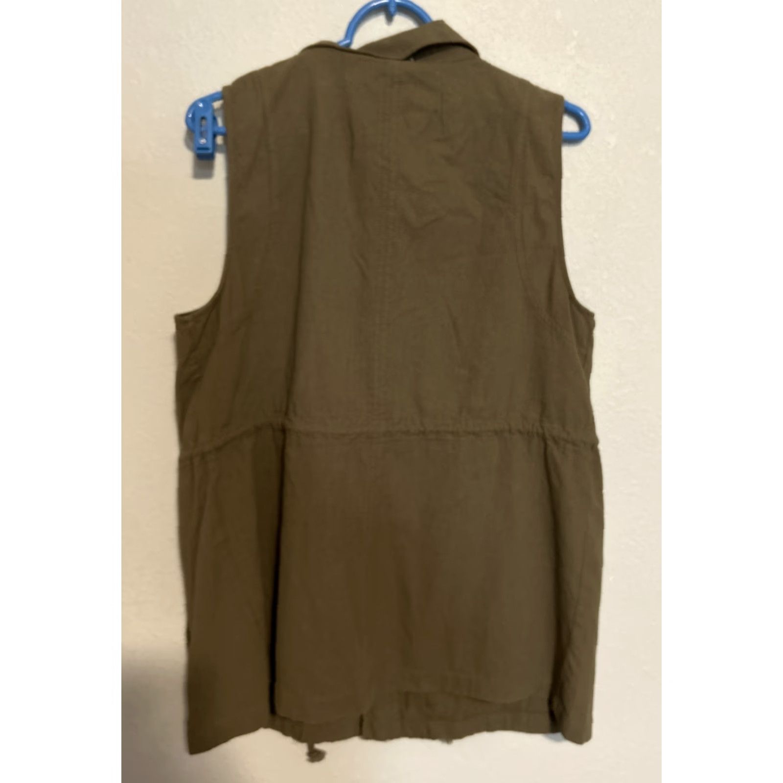Olive Hem & Thread NWT Vest Olive Green Full-Zip Pockets Drawstring Tie at Waist Women L Tank Tunic 100% Cotton Casual Vintage: No Size L / US 10 / IT 46 - 2 Thumbnail