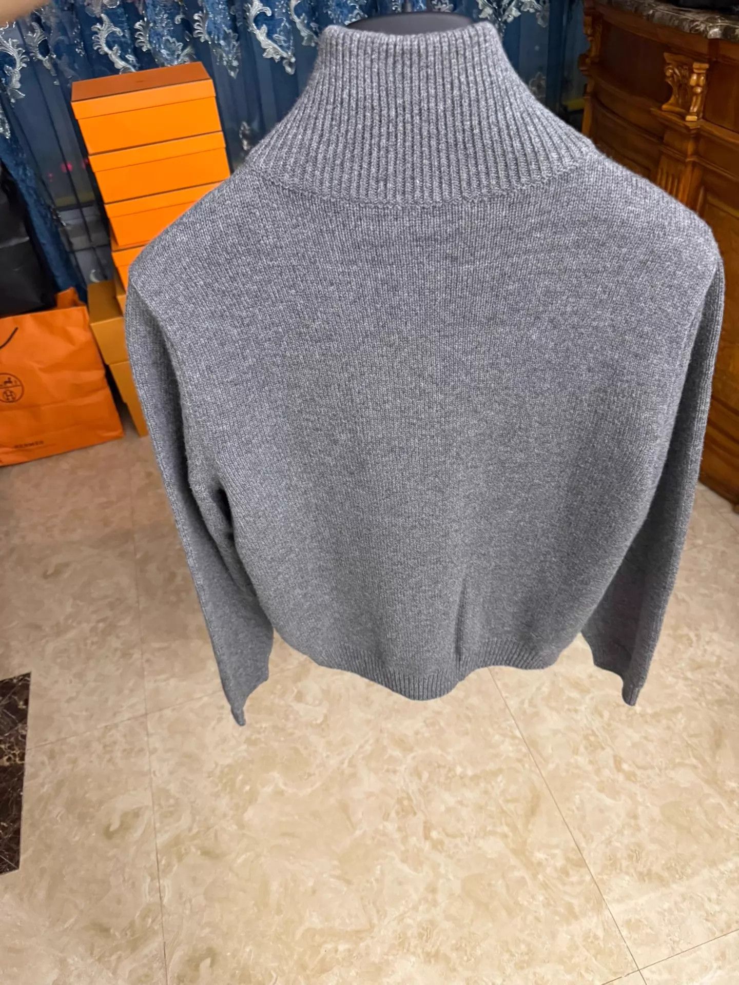 Celine CELINE Wool-Cashmere Stand-Collar Zip-Up Sweater L (New) Size L / US 10 / IT 46 - 2 Thumbnail