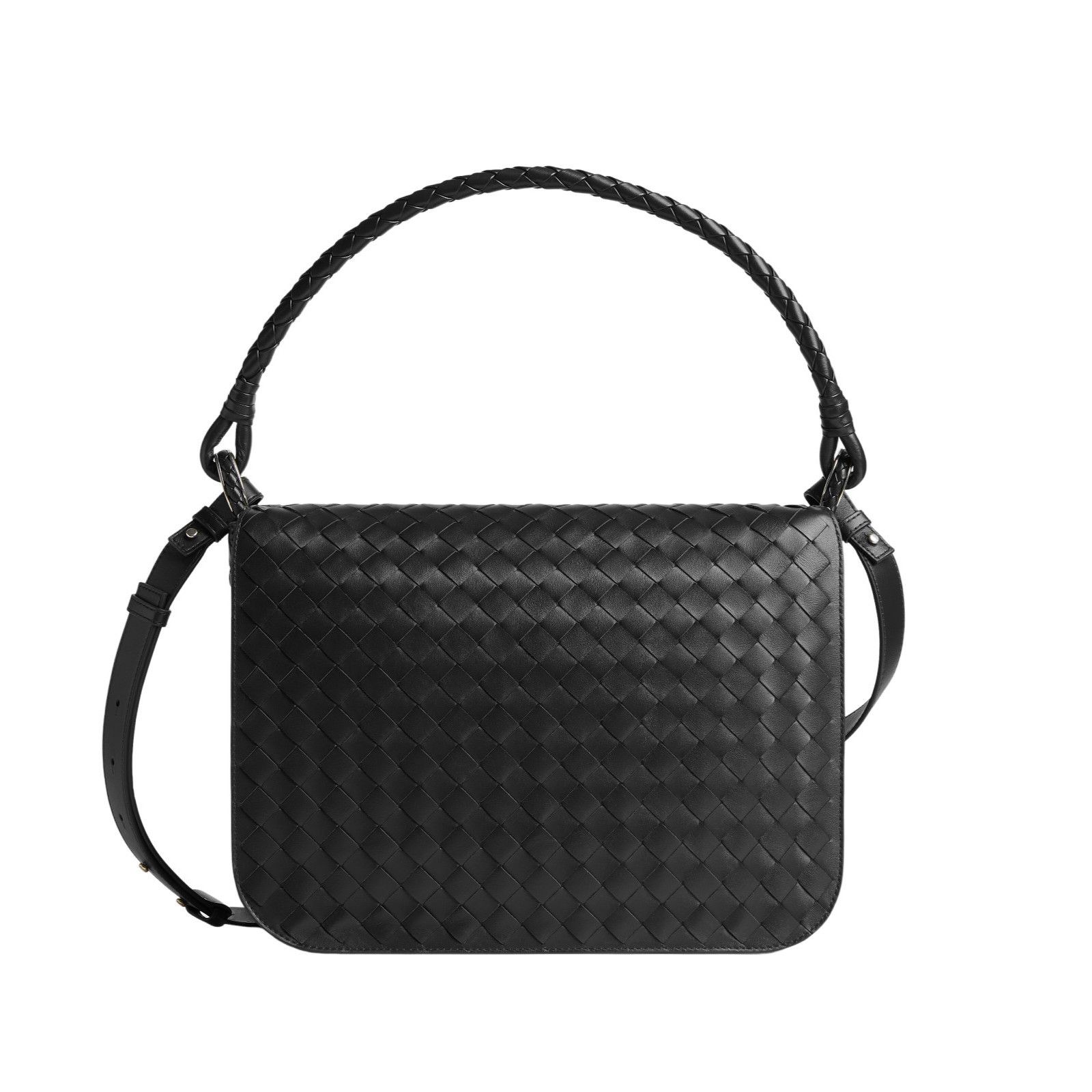 BOTTEGA VENETA Swing Messenger Medium $4800 Black Leather Me