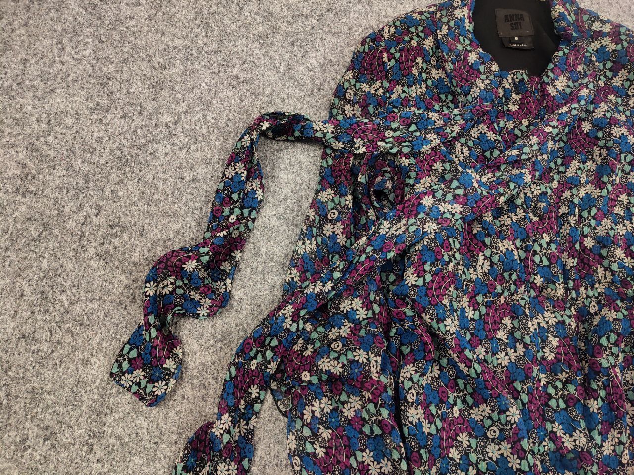 Anna Sui Anna Sui design mixed silk dress dolman Long sleeve tunik Size L / US 10 / IT 46 - 8 Thumbnail