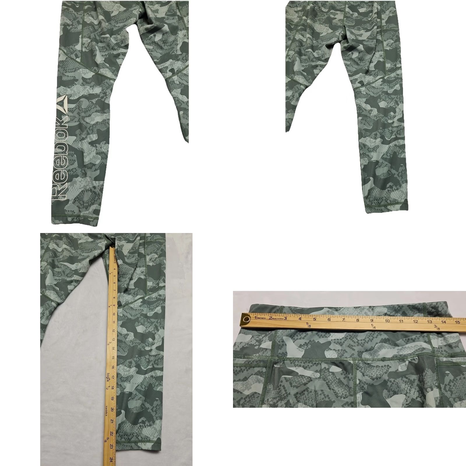 Reebok Reebok Camouflage Leggings Womens Large Green Compression Athletic Gym Yoga Pants Size 28" / US 6 / IT 42 - 8 Thumbnail
