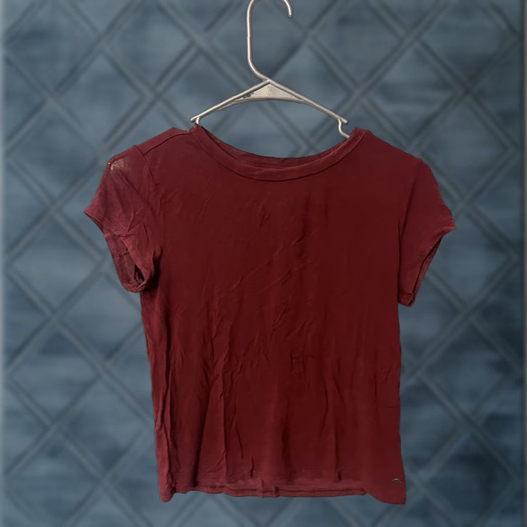 American Eagle Outfitters American Eagle Soft & Sexy Crew Neck Red Solid Short Sleeve T-Shirt XS Girls Womens Teen? Size XS / US 0-2 / IT 36-38 - 1 Thumbnail