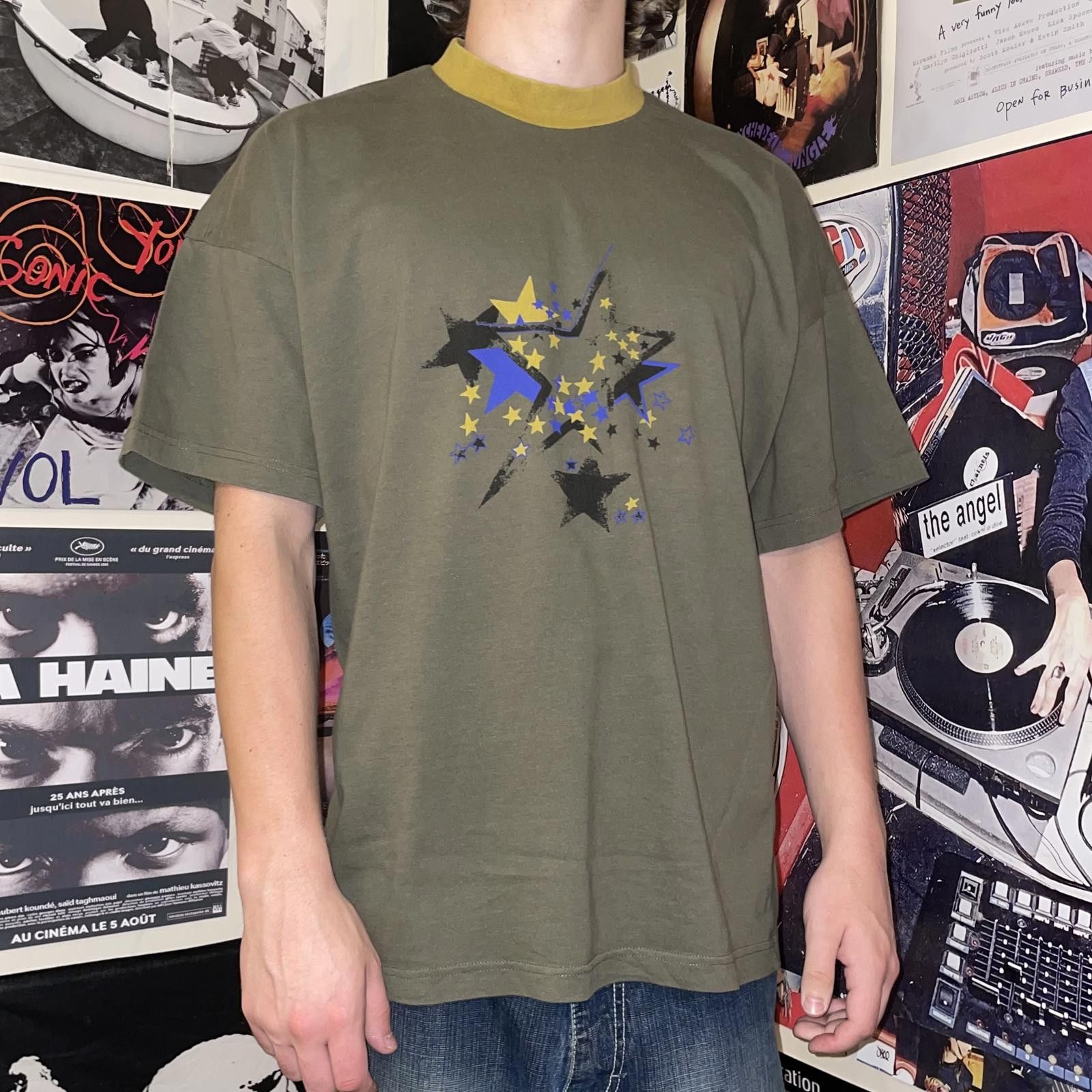 Designer Schiesser 90s Stars Graphic Ringer T-Shirt XL Size US XL / EU 56 / 4 - 6 Thumbnail
