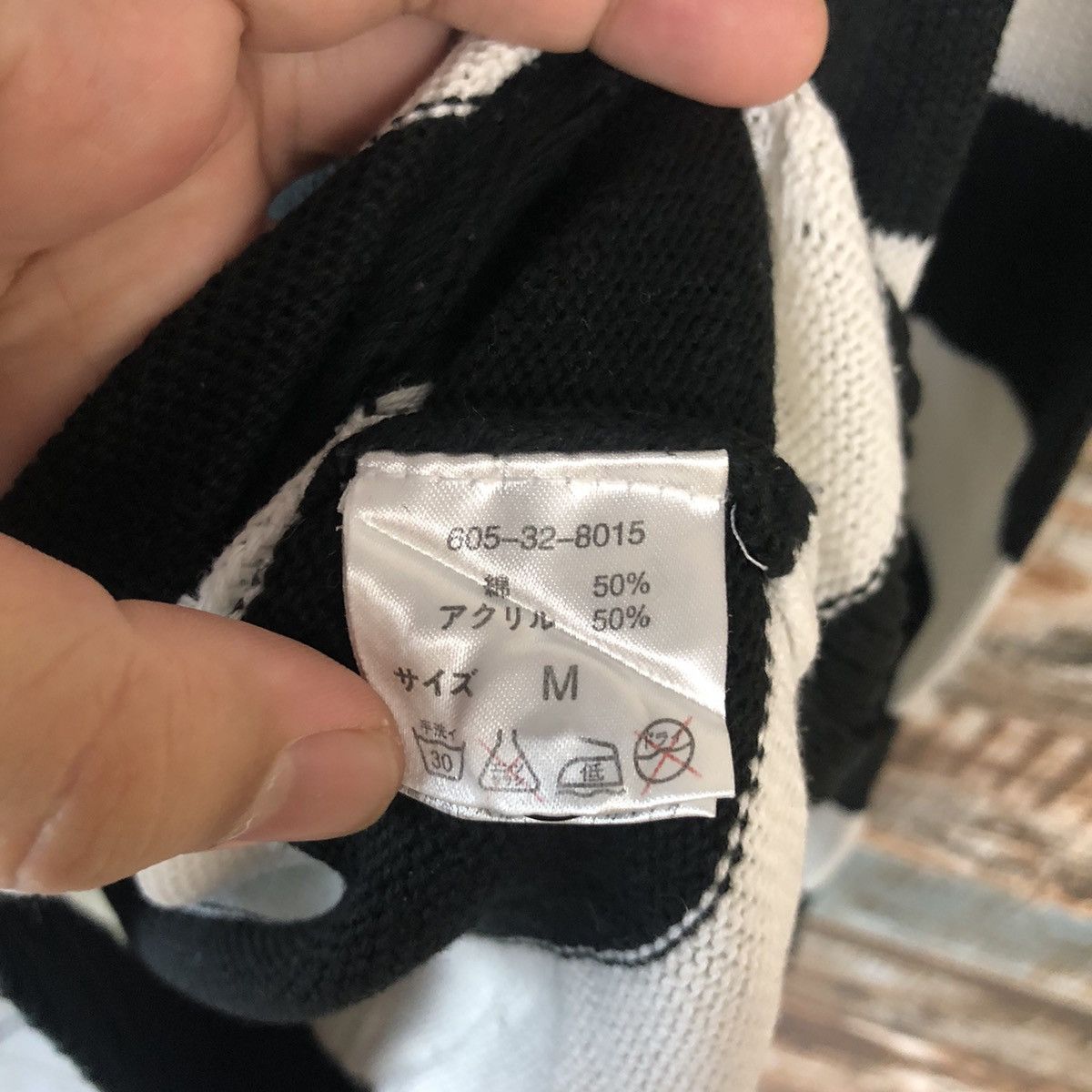 Japanese Brand × Solid and Striped Colza Stripe Black prison ripped Cardigan Knitwear #A2042 Size M / US 6-8 / IT 42-44 - 14 Thumbnail
